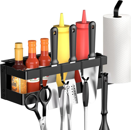 Blackstone Griddle Caddy with Paper Towel Holder & Hooks - Outdoor BBQ Grill Accessories Storage Organizer