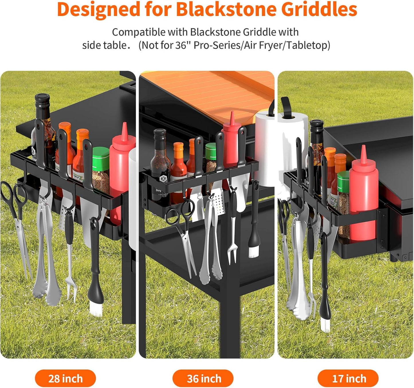 Blackstone Griddle Caddy with Paper Towel Holder & Hooks - Outdoor BBQ Grill Accessories Storage Organizer