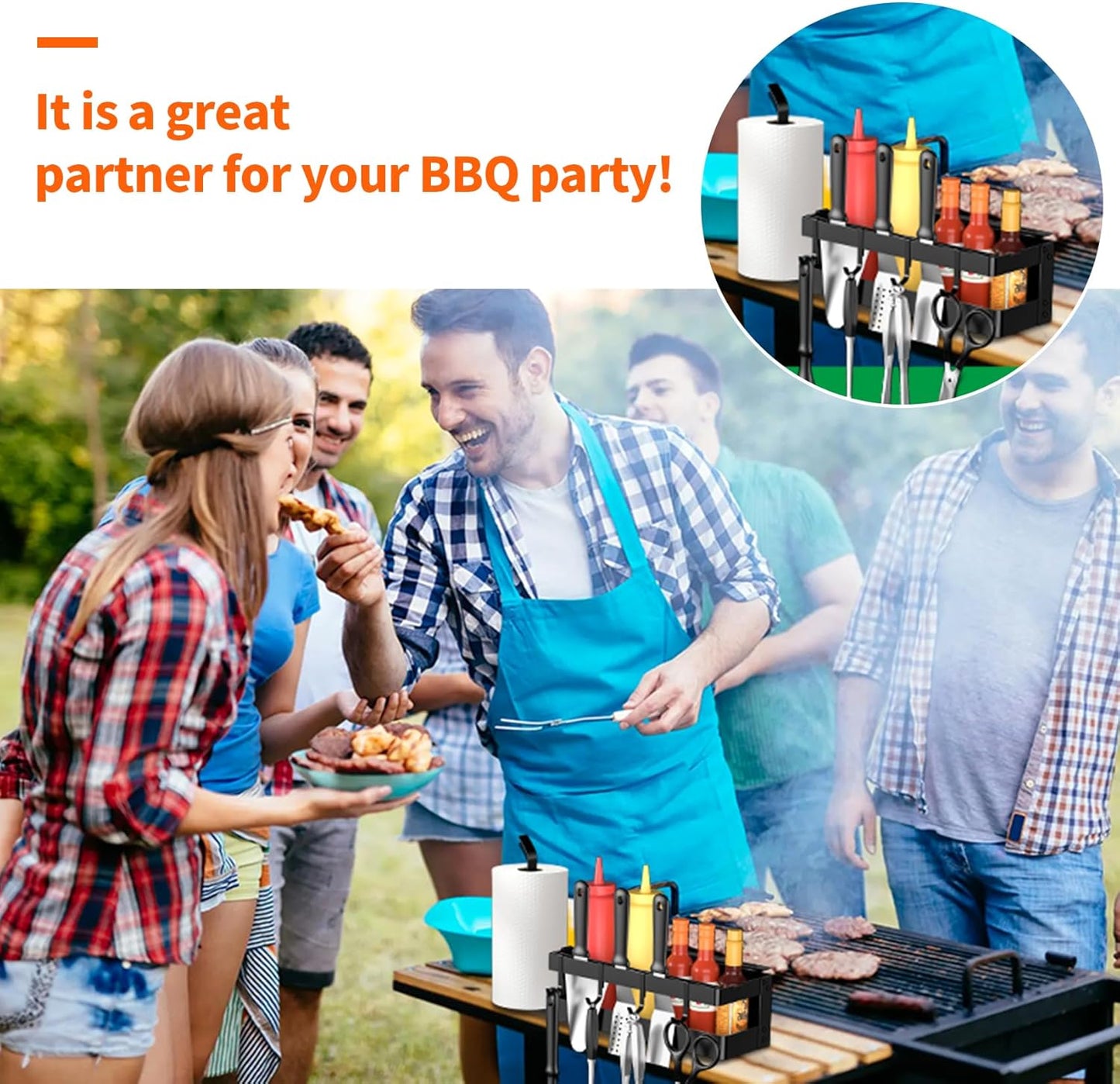 Blackstone Griddle Caddy with Paper Towel Holder & Hooks - Outdoor BBQ Grill Accessories Storage Organizer