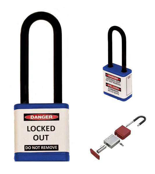 Blue 3" Shackle Safety Padlock by Zing Green Products - Keyed Different for Enhanced Security
