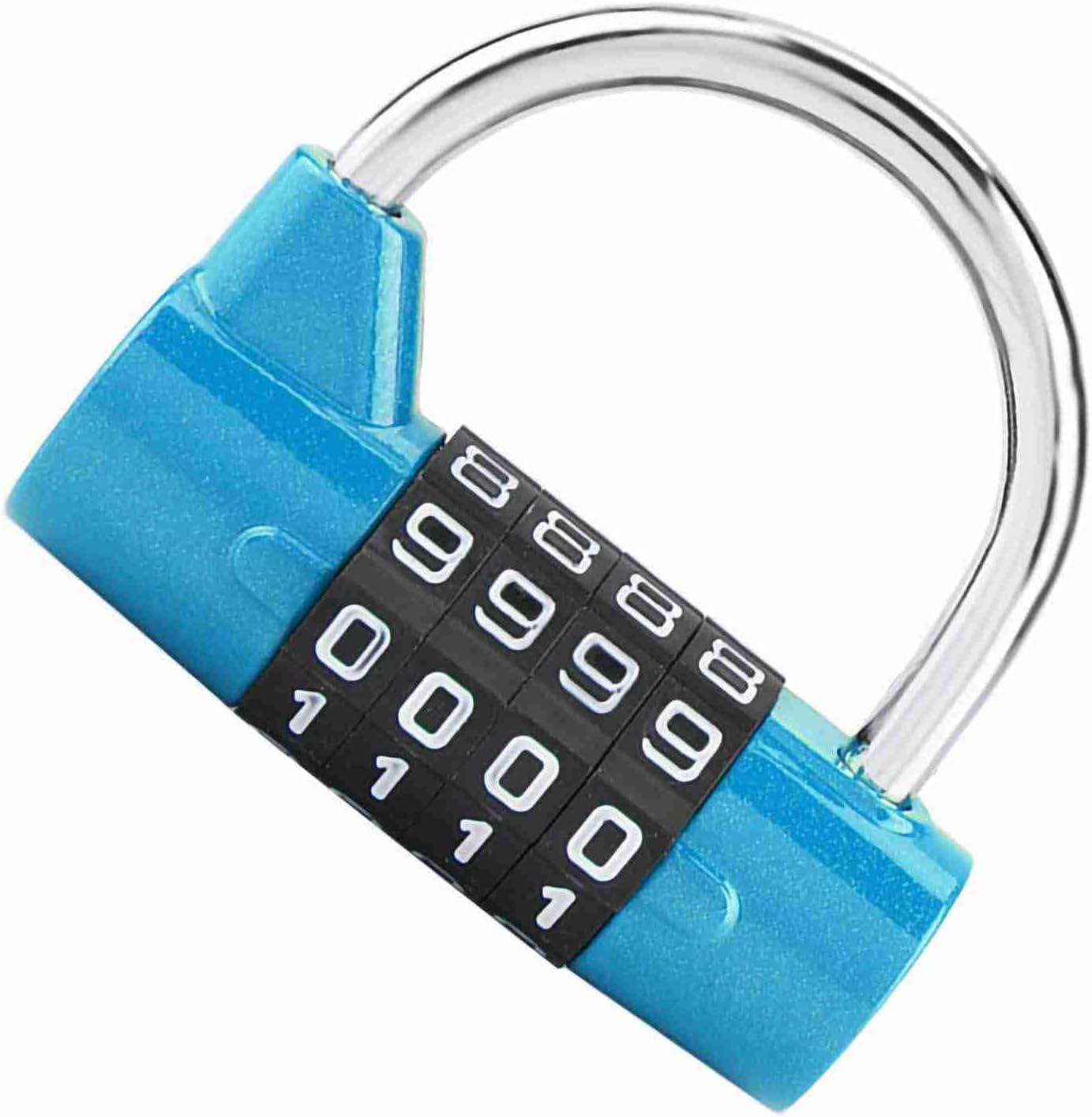 Blue 4 Dial Digit Code Padlock with Changor Security Password Lock for Luggage, Cabinets, Toolboxes, and Lockers - Prevent Theft