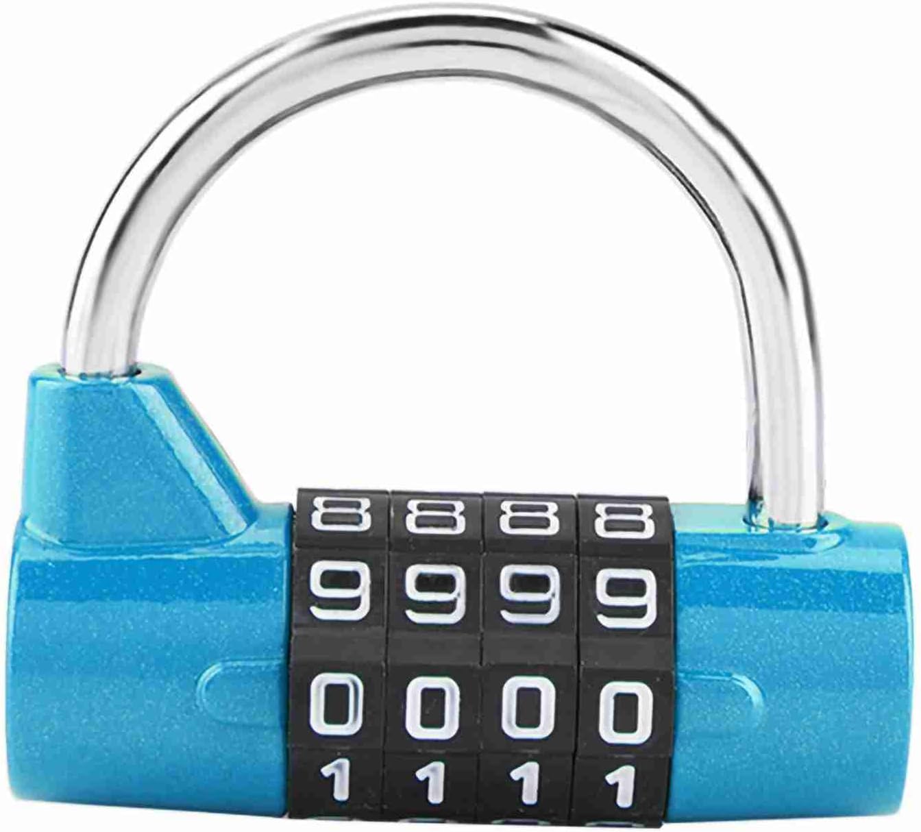 Blue 4 Dial Digit Code Padlock with Changor Security Password Lock for Luggage, Cabinets, Toolboxes, and Lockers - Prevent Theft