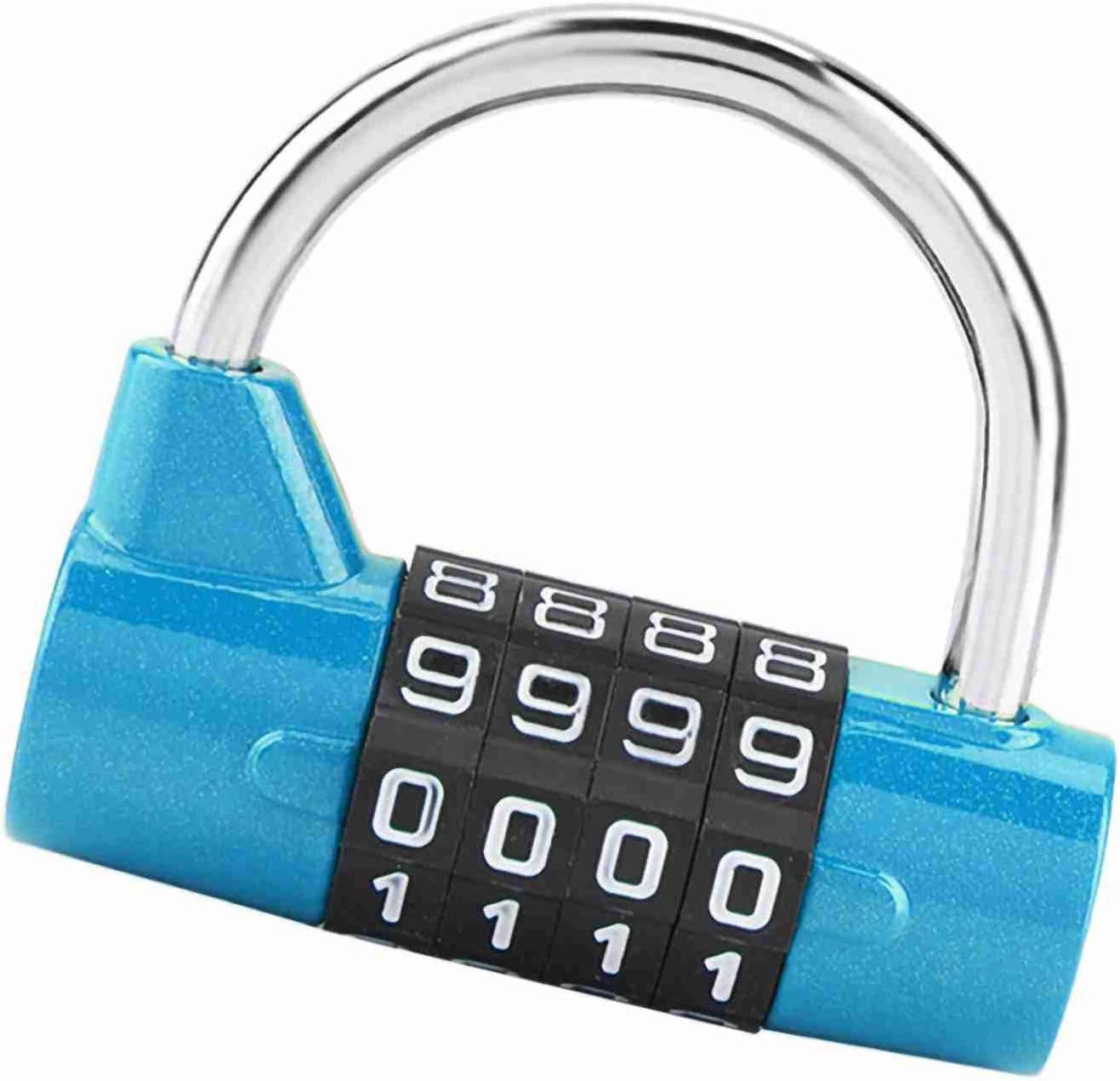 Blue 4 Dial Digit Code Padlock with Changor Security Password Lock for Luggage, Cabinets, Toolboxes, and Lockers - Prevent Theft