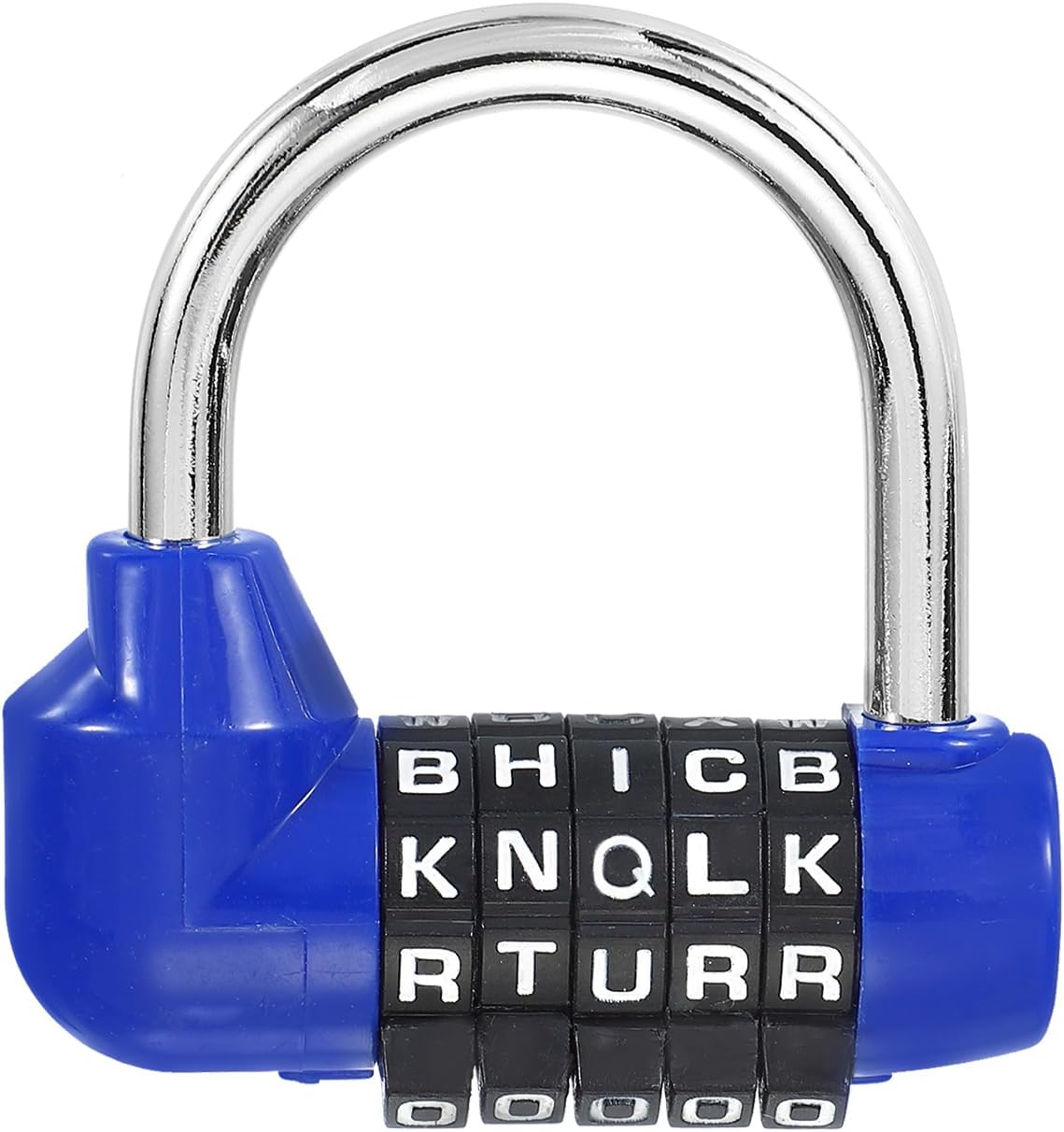Blue 5 Digit Combination Padlock for Gym Locker, Toolbox, Fence - Keyless Alloy Steel Safety Lock for Sports Locker and Drawer