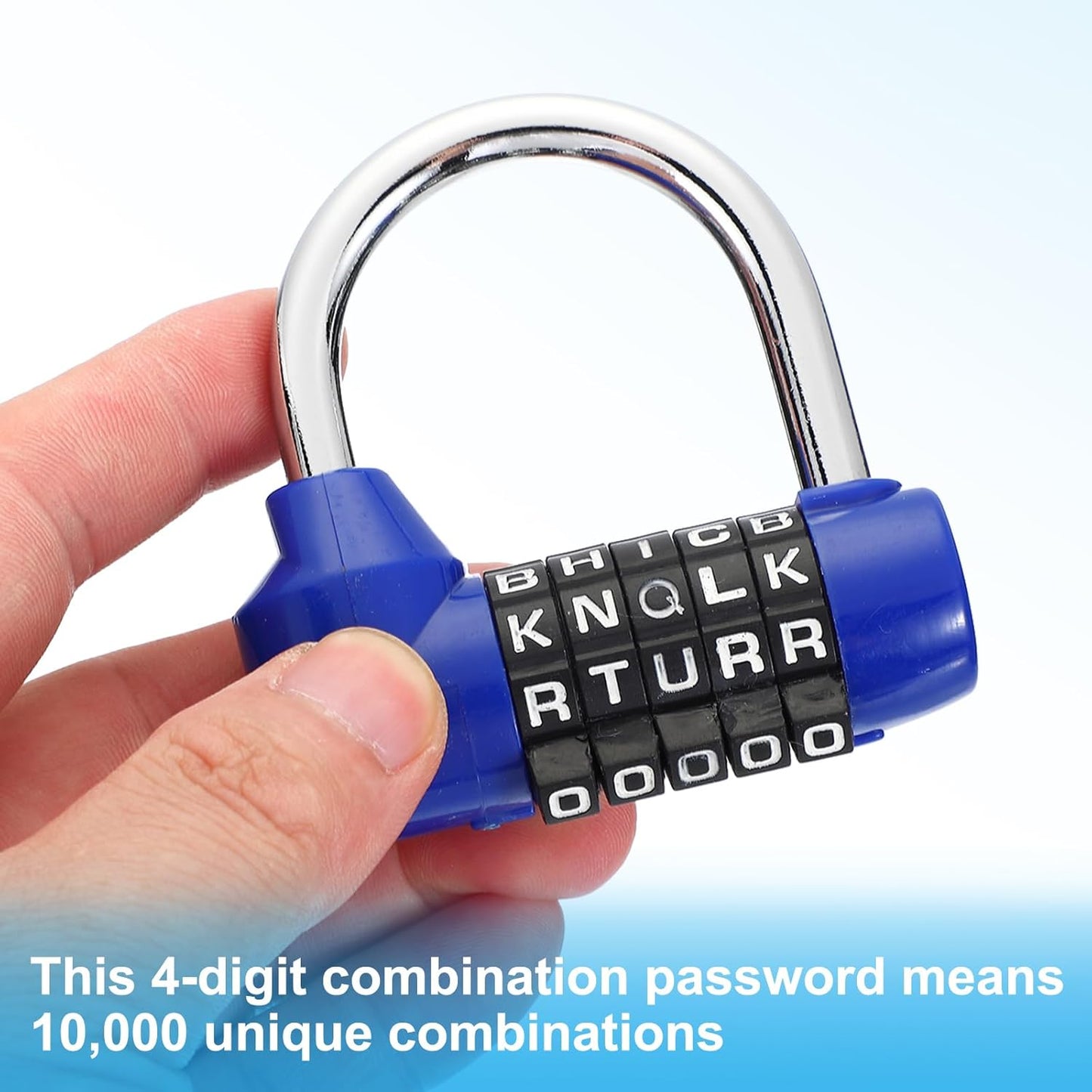 Blue 5 Digit Combination Padlock for Gym Locker, Toolbox, Fence - Keyless Alloy Steel Safety Lock for Sports Locker and Drawer