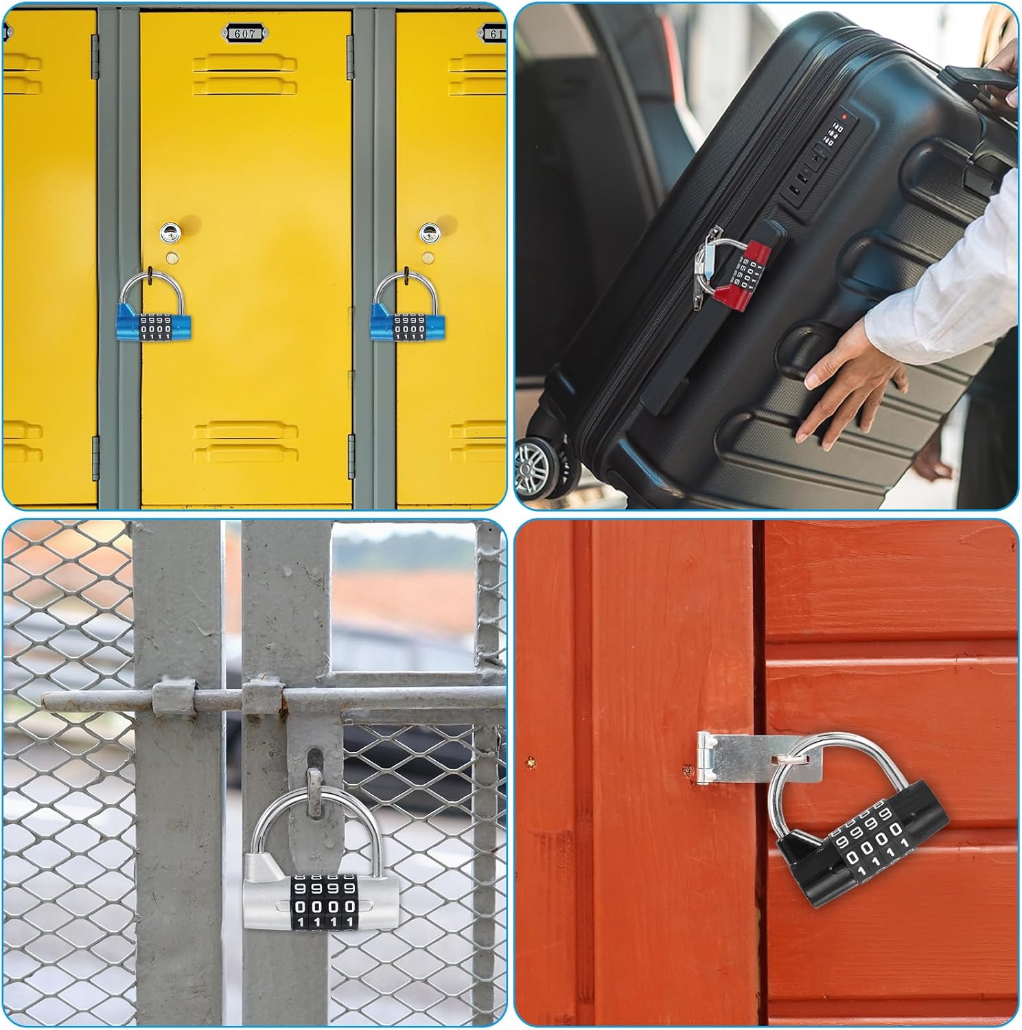 Blue 5 Digit Combination Padlock for Gym Locker, Toolbox, Fence - Keyless Alloy Steel Safety Lock for Sports Locker and Drawer