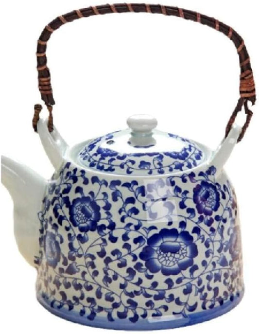 Blue and White Porcelain Ceramic Teapot - Large 1000ml Capacity, Heat-Resistant Tea Pot with Filter - Retro Chinese Teaset - Style A - Universal Size