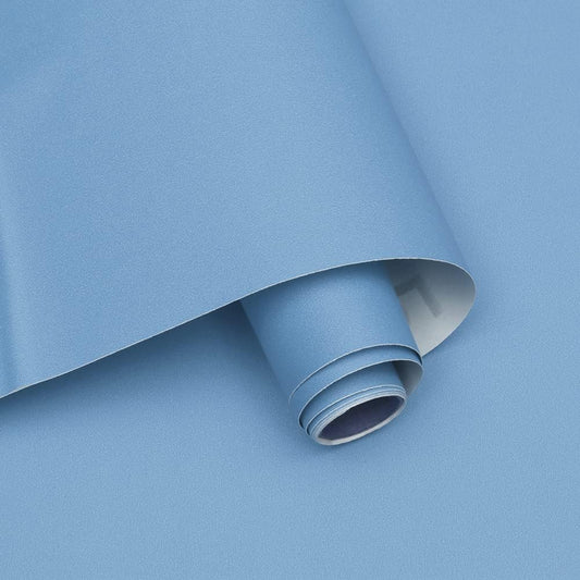 Blue Contact Paper Matte Wallpaper - 15.7''×236'' Peel and Stick Self-Adhesive Vinyl Film for Walls, Tables, Cabinets - Removable Shelf Liner