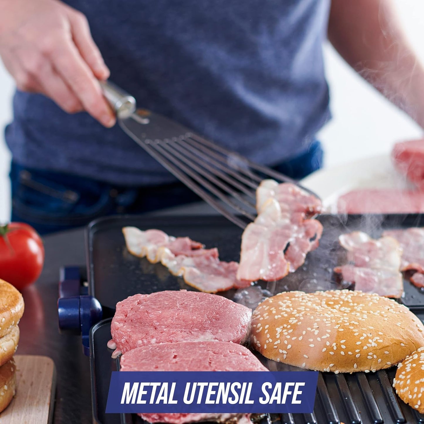 Blue Diamond Ceramic Nonstick Electric Sizzle Griddle with Removable Plates and Adjustable Temperature Control