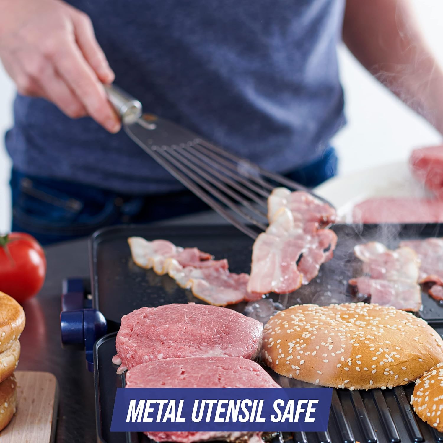 Blue Diamond Ceramic Nonstick Electric Sizzle Griddle with Removable Plates and Adjustable Temperature Control