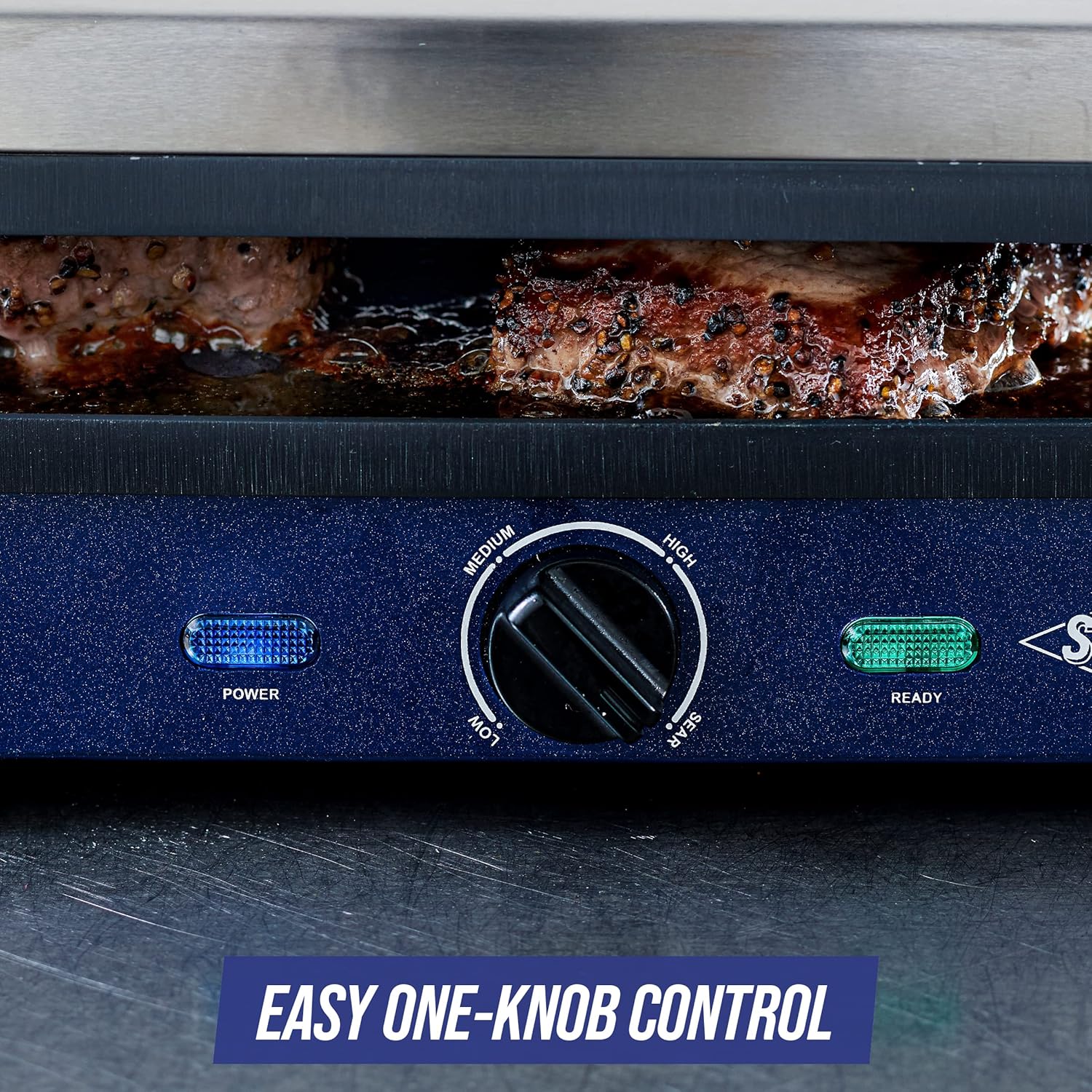 Blue Diamond Ceramic Nonstick Electric Sizzle Griddle with Removable Plates and Adjustable Temperature Control