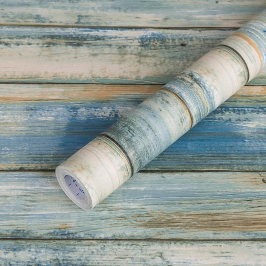 Blue Distressed Wood Contact Paper, 17.7''x118'' Peel and Stick Wallpaper - Self-Adhesive Removable for Classroom & Cabinets