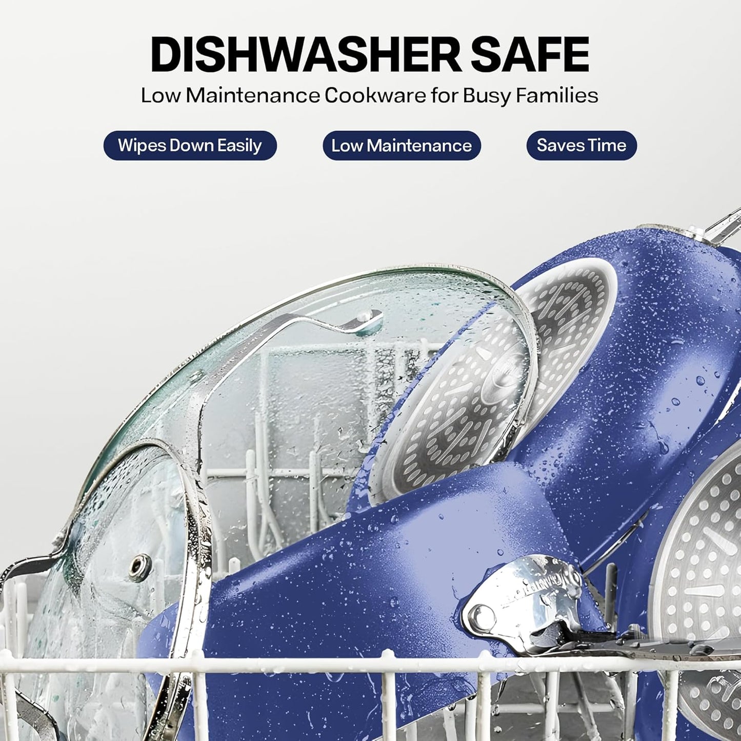 Blue Granitestone 3 Piece Non-Stick Frying Pans Set - 8/10/12 Inch Skillets for Cooking - Induction Cookware, Dishwasher/Oven Safe