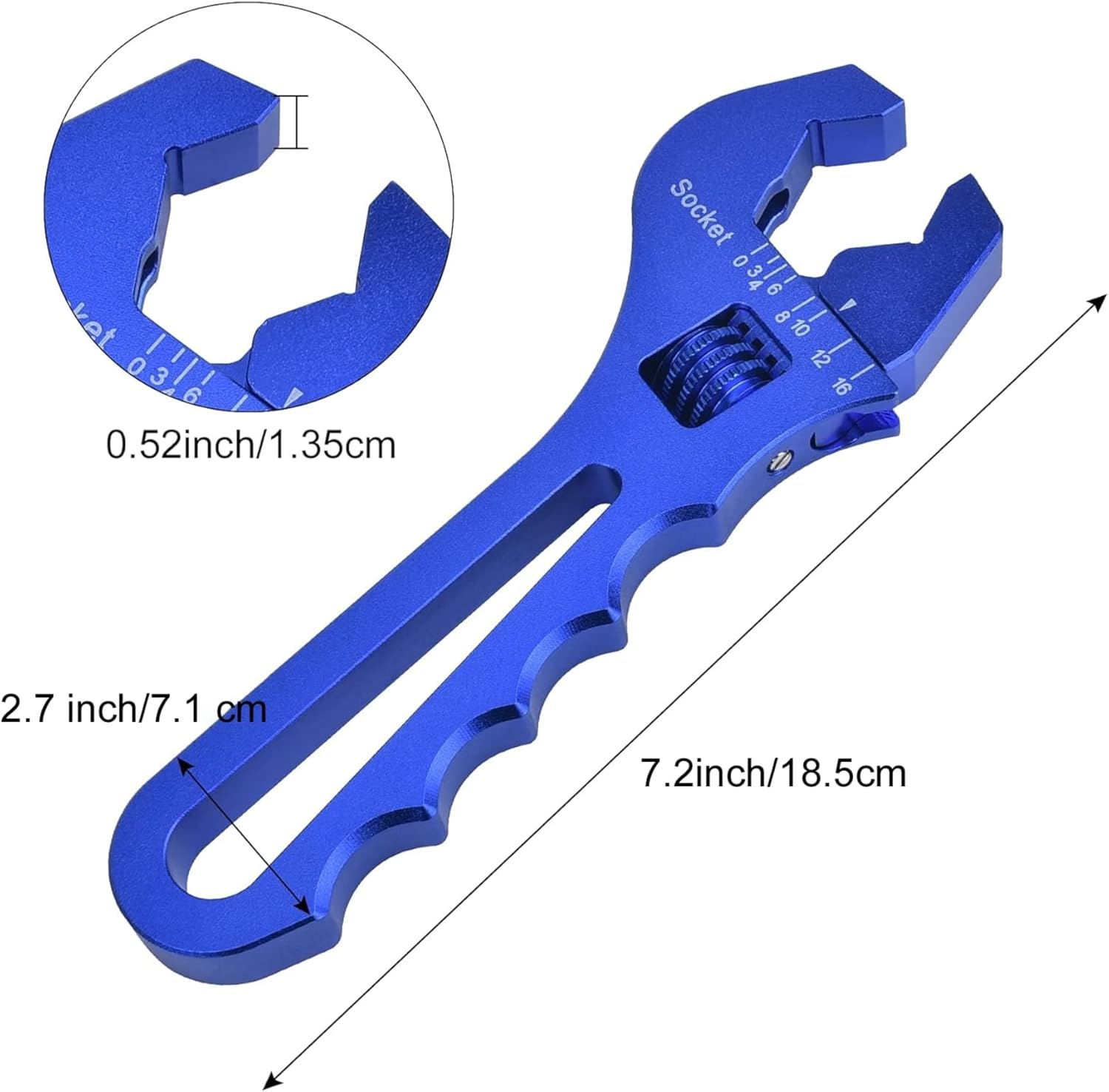 Blue Lightweight Aluminum Adjustable Wrench Spanner for EVIL ENERGY AN Hose Fitting 3AN-16AN