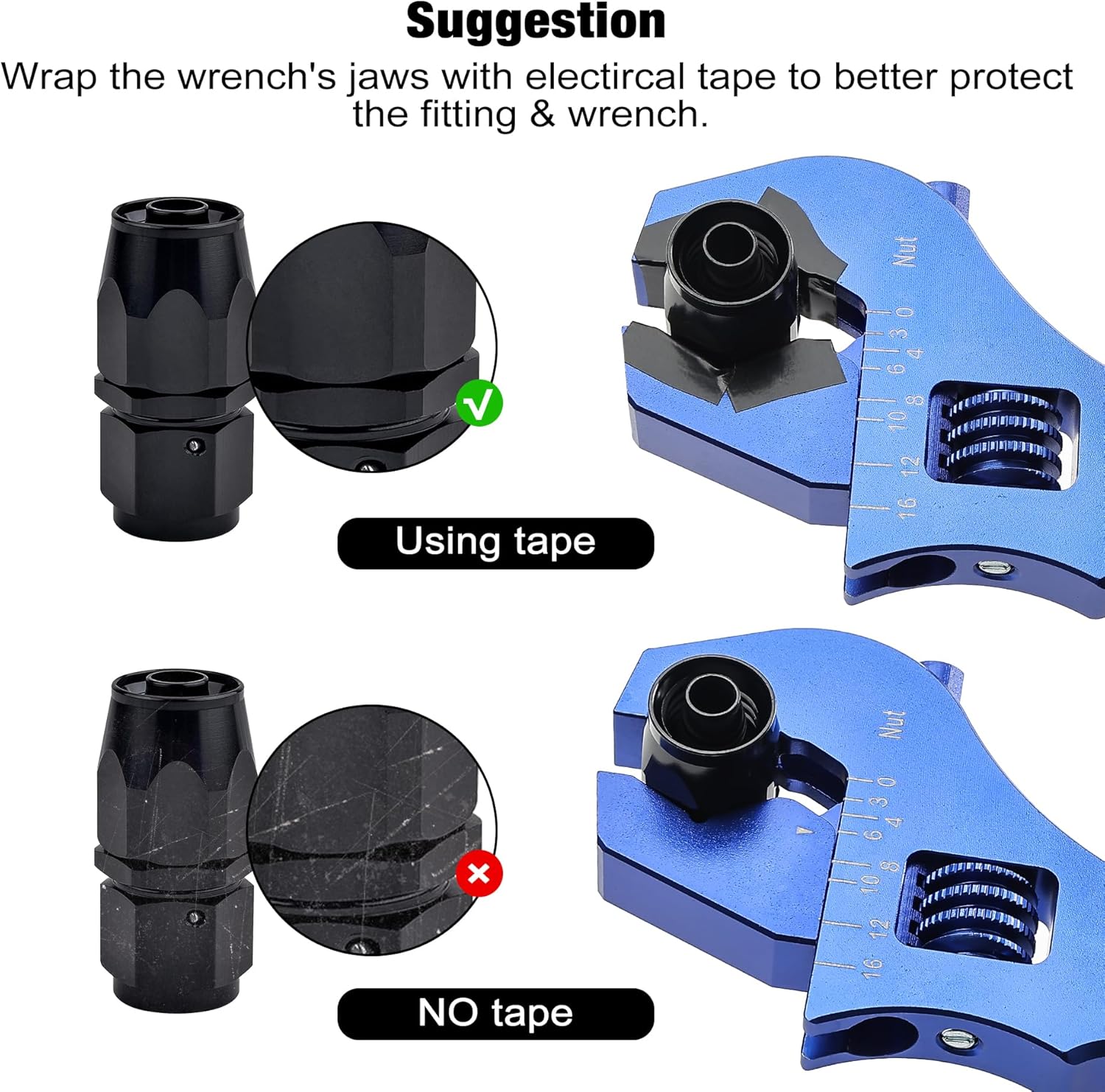 Blue Lightweight Aluminum Adjustable Wrench Spanner for EVIL ENERGY AN Hose Fitting 3AN-16AN