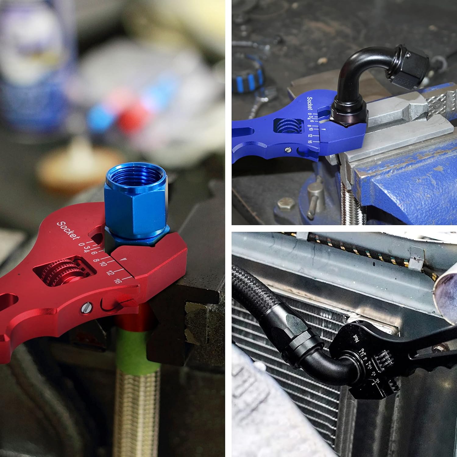 Blue Lightweight Aluminum Adjustable Wrench Spanner for EVIL ENERGY AN Hose Fitting 3AN-16AN