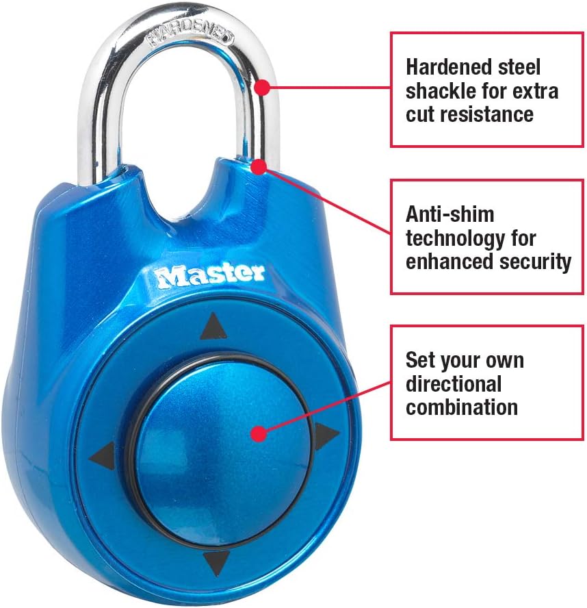 Blue Master Lock 1500iD Directional Combination Padlock - Set Your Own Code - WildKart