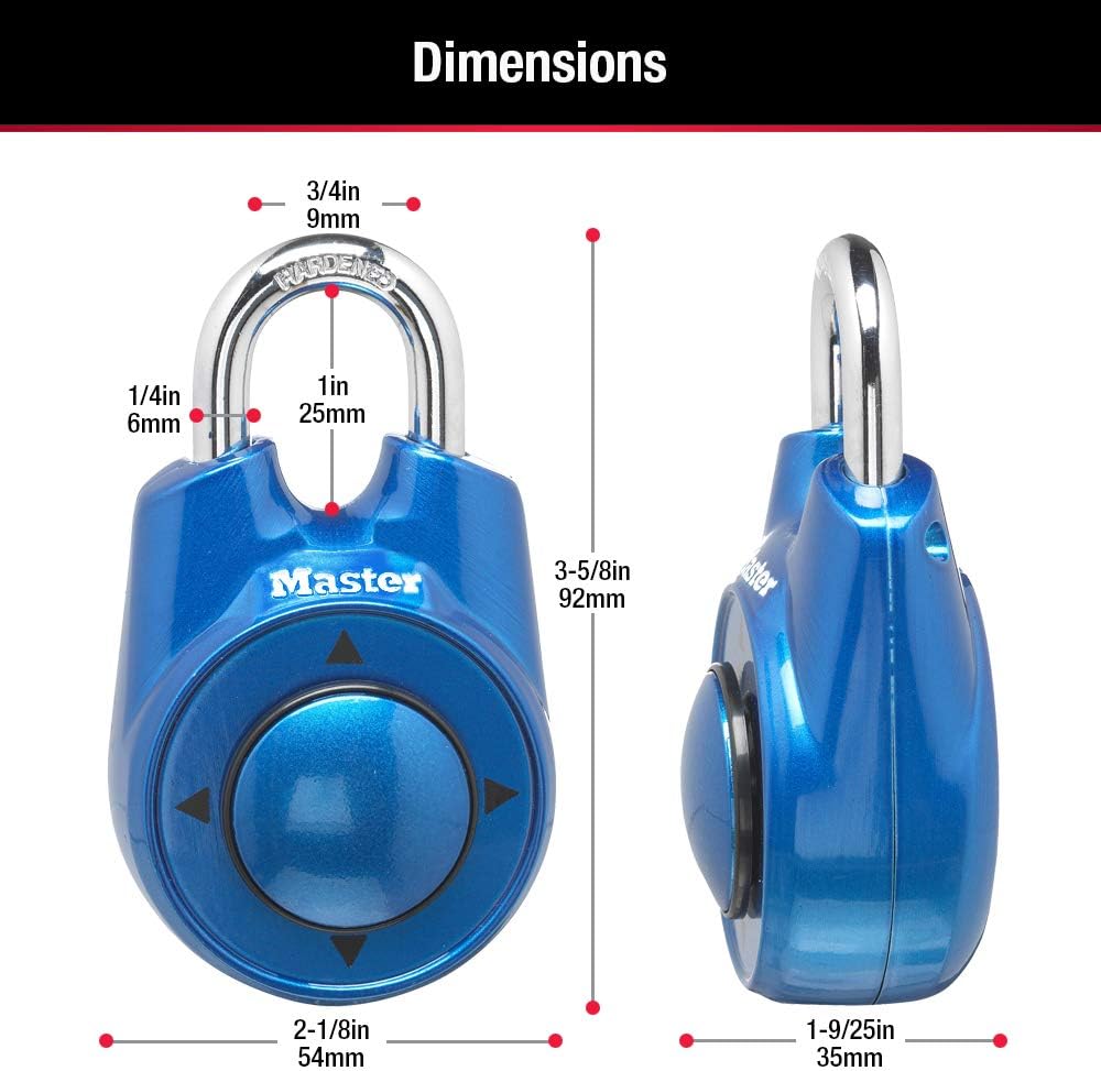 Blue Master Lock 1500iD Directional Combination Padlock - Set Your Own Code - WildKart