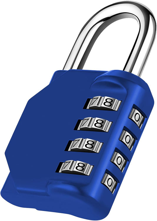 Blue NAGE Combination Lock - 4 Digit Resettable, Waterproof for Gym, School, Sports Locker & More - 1 Pack - WildKart
