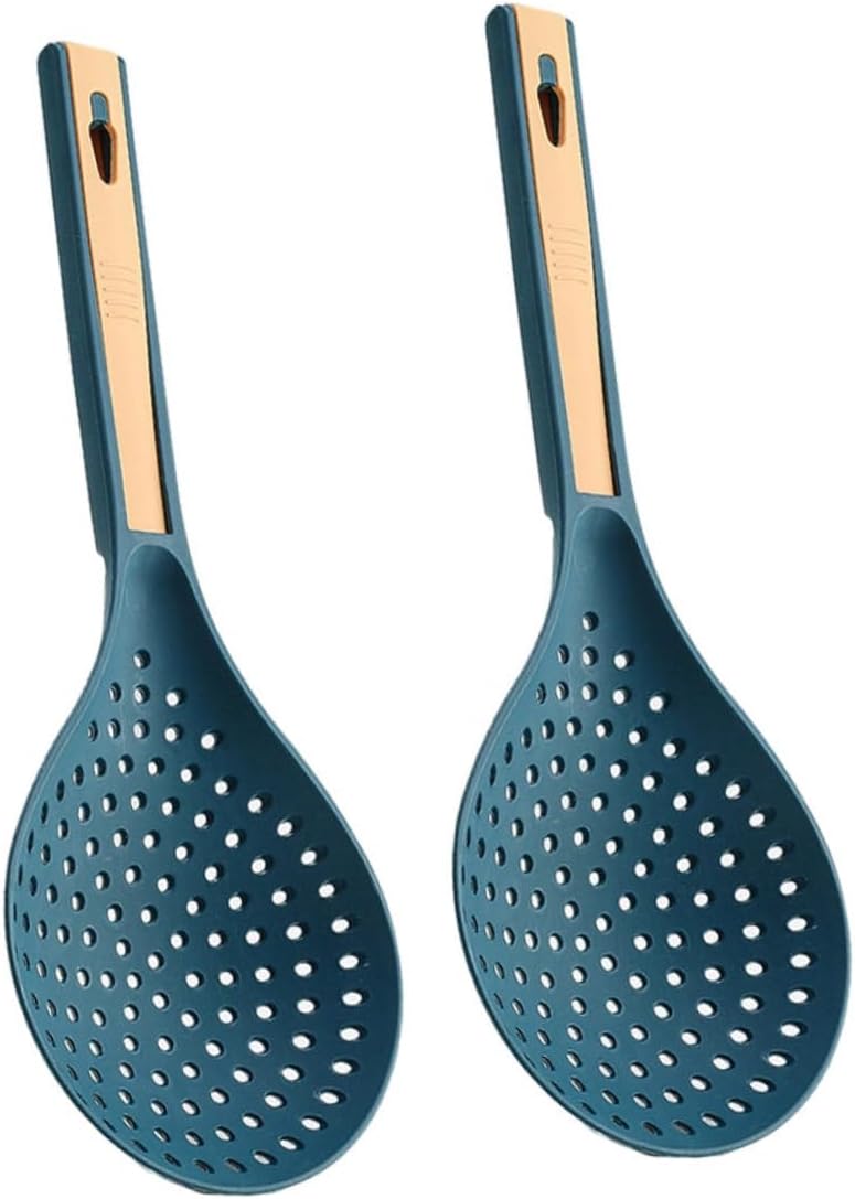 Blue Pp Kitchen Spoon Filter Set for Cooking and Steaming - 2pcs Ladle Strainer for Pasta, Noodles, and Juices
