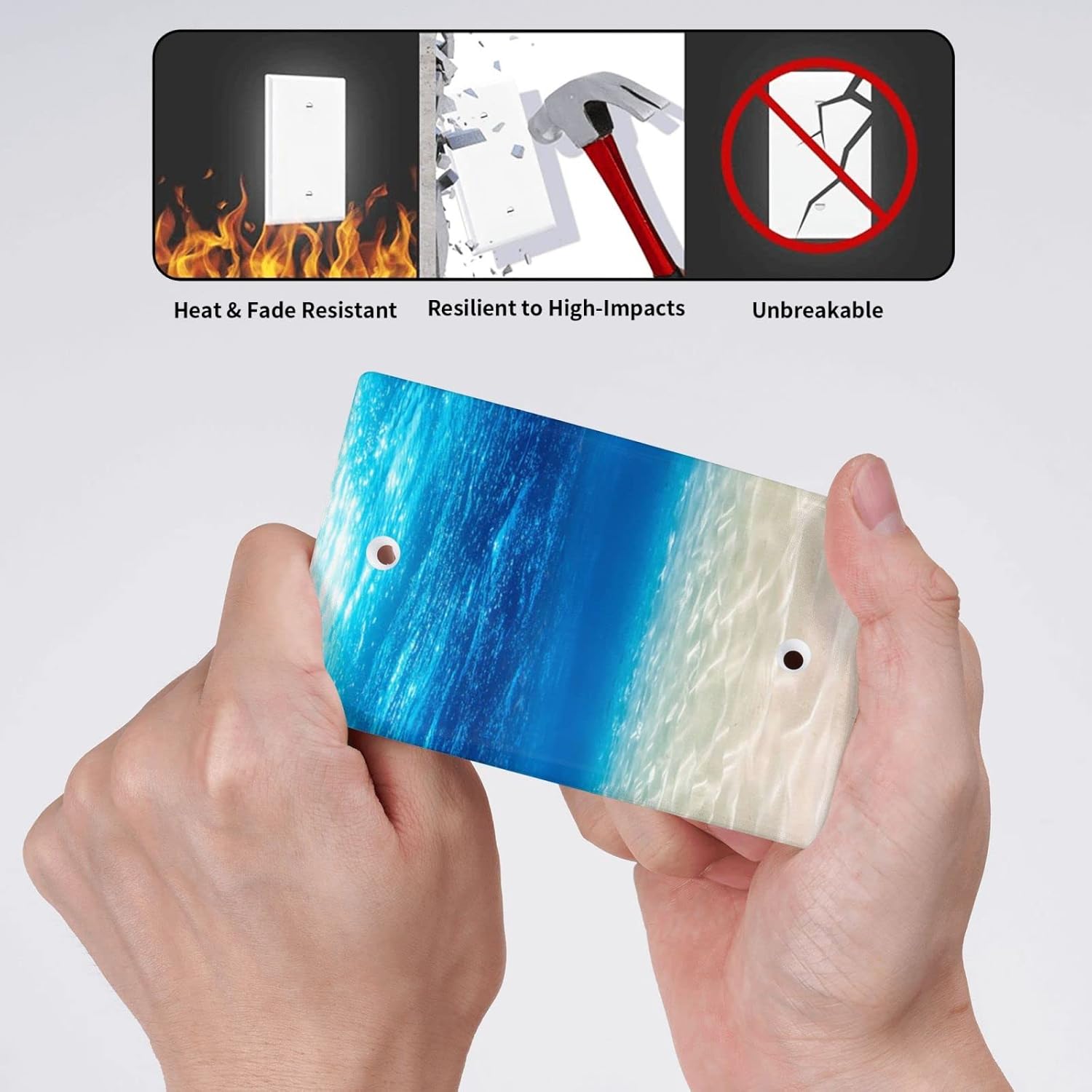 Blue Sea Decorative Wall Plate Cover for 1 Gang Switch - No Device, Lightswitch Faceplate Standard Size