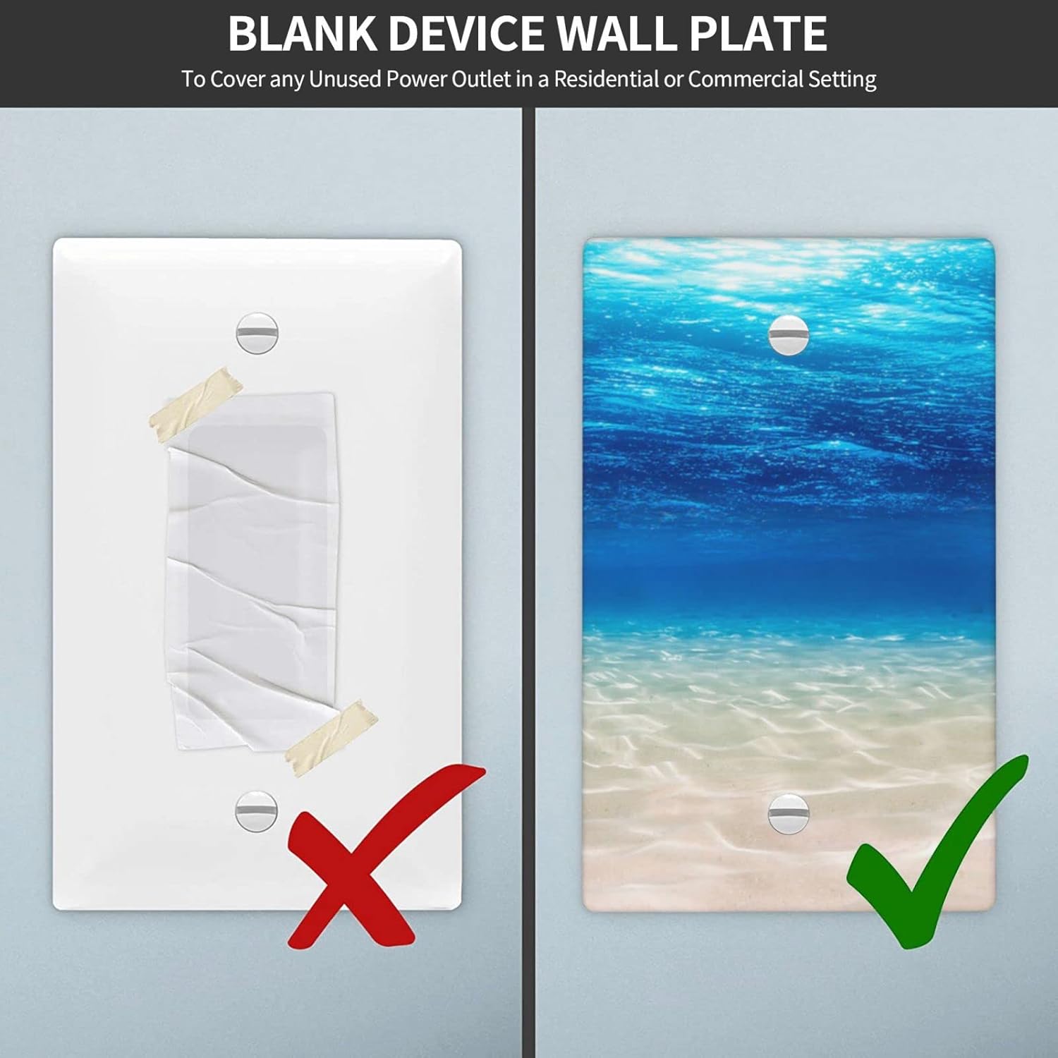 Blue Sea Decorative Wall Plate Cover for 1 Gang Switch - No Device, Lightswitch Faceplate Standard Size