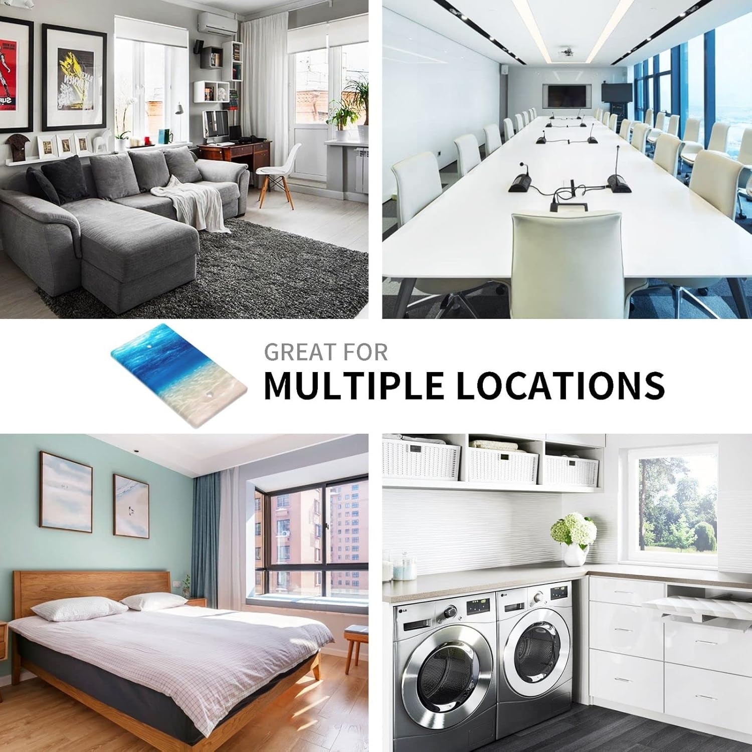 Blue Sea Decorative Wall Plate Cover for 1 Gang Switch - No Device, Lightswitch Faceplate Standard Size