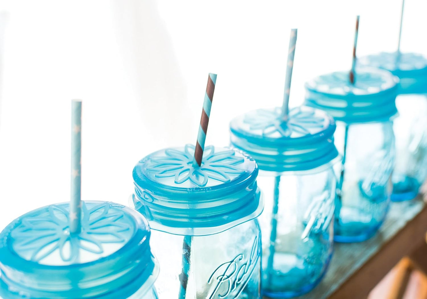 Blue Silicone Mason Jar Sipping Lid Cap for Standard Size Jars - 3.5 Inches - 1 Lid