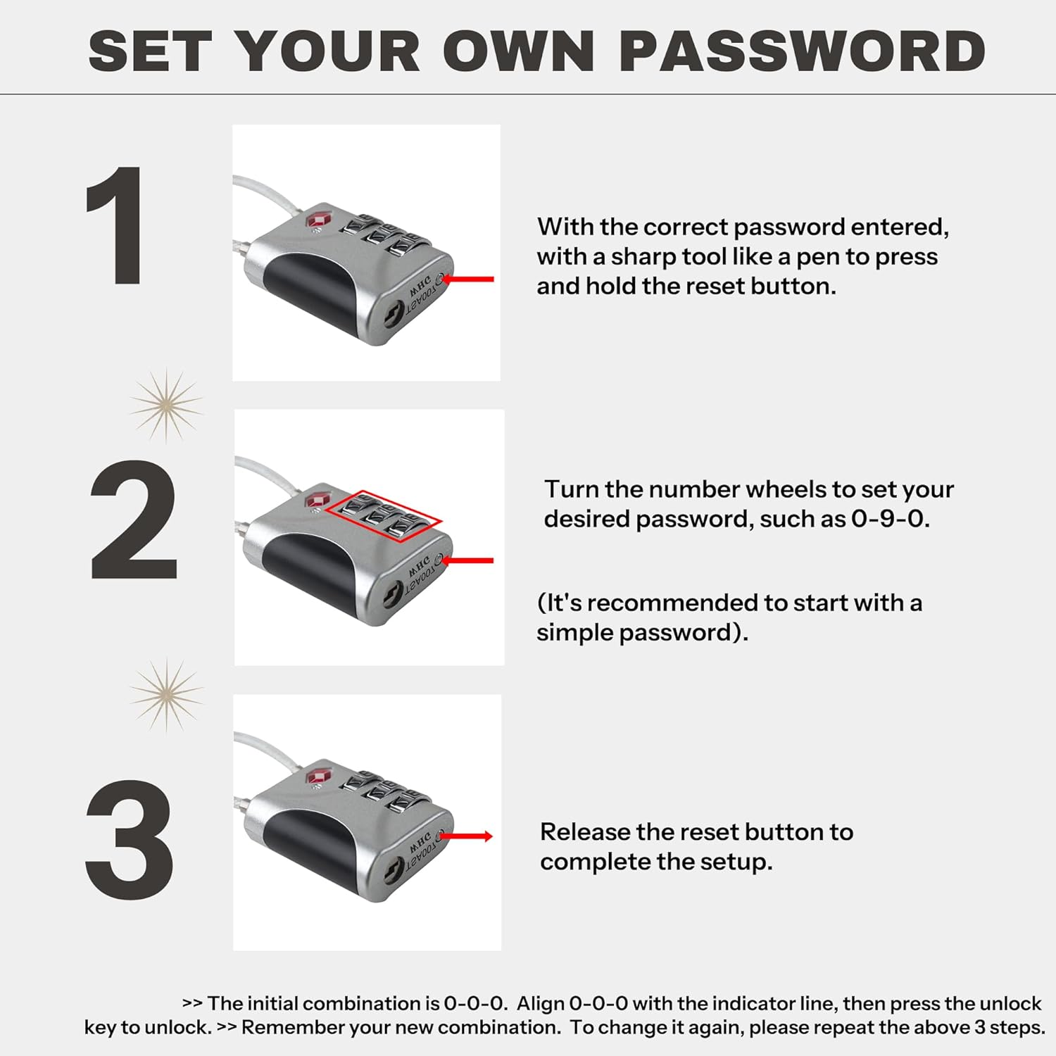 Blue TSA Approved Small Combo Lock for Luggage, Travel Padlock with Cable - TSA 007 Lock for Suitcase, Gym, Cabinet - Secure Zipper Locks for Travel - WildKart