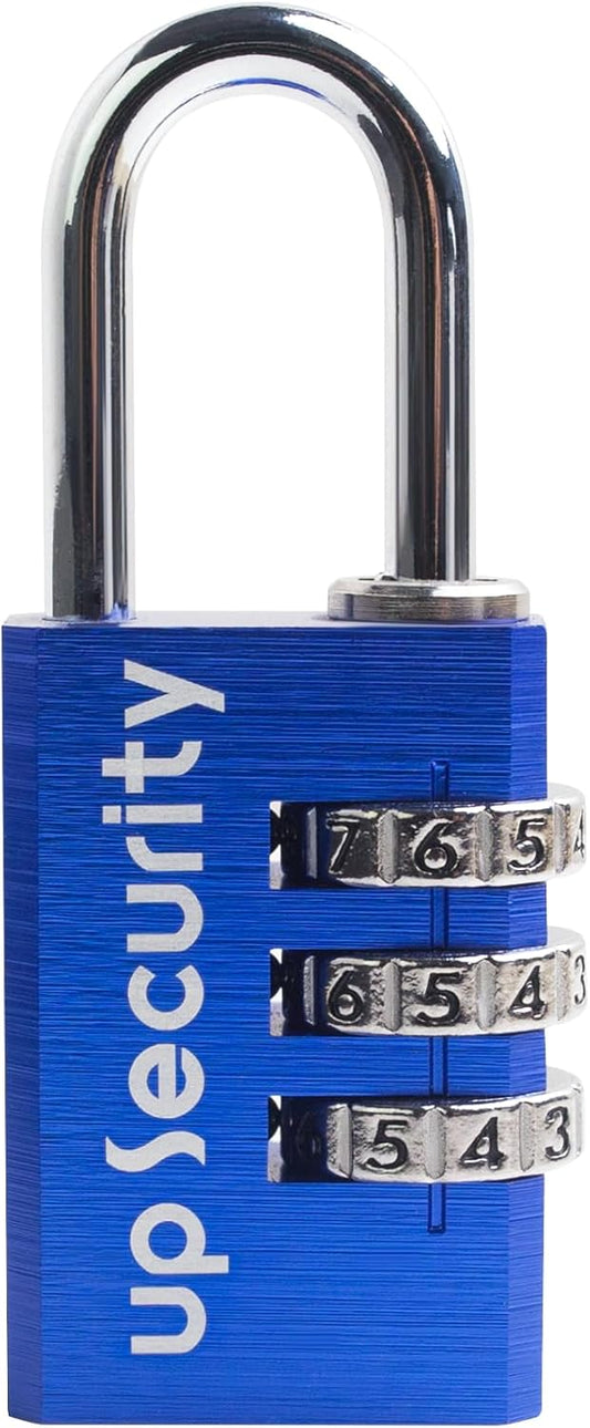 Blue Waterproof 3 Digit Small Padlock with Resettable Password for Gym Locker/Luggage/Gate/Case/Toolbox. - WildKart