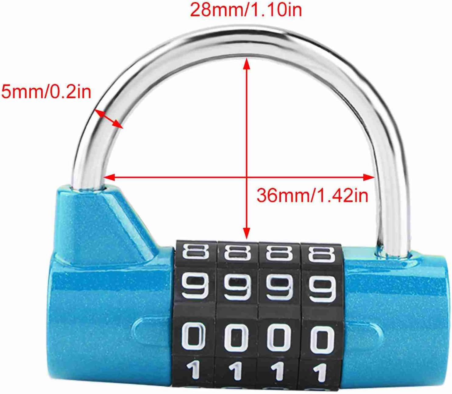Blue WGFOIP 4 Digit Combination Lock with Big Numbers - Travel Luggage Padlock for Suitcase, Bags - Secure Code Lock