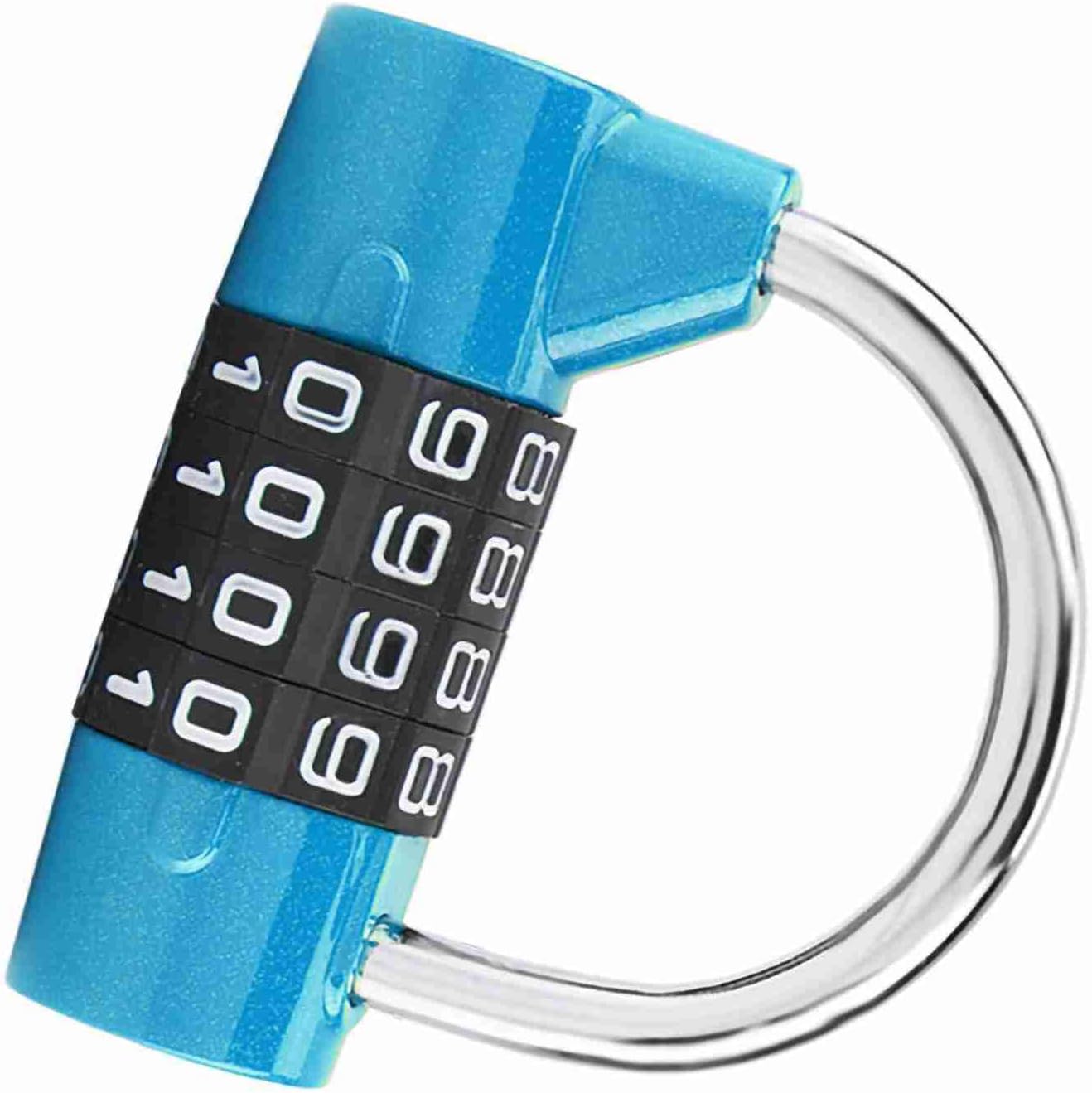 Blue WGFOIP 4 Digit Combination Lock with Big Numbers - Travel Luggage Padlock for Suitcase, Bags - Secure Code Lock