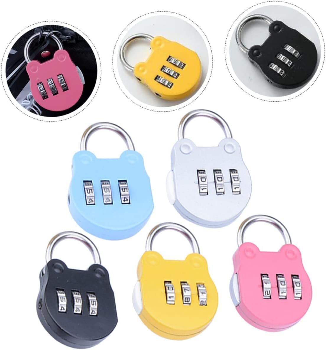 Blue Zinc Alloy 3-Digit Combination Padlock - Resettable Code Lock for Travel, Backpack, Gym, School Lockers, Luggage - Small Portable Security Password Lock for Suitcase and Bags