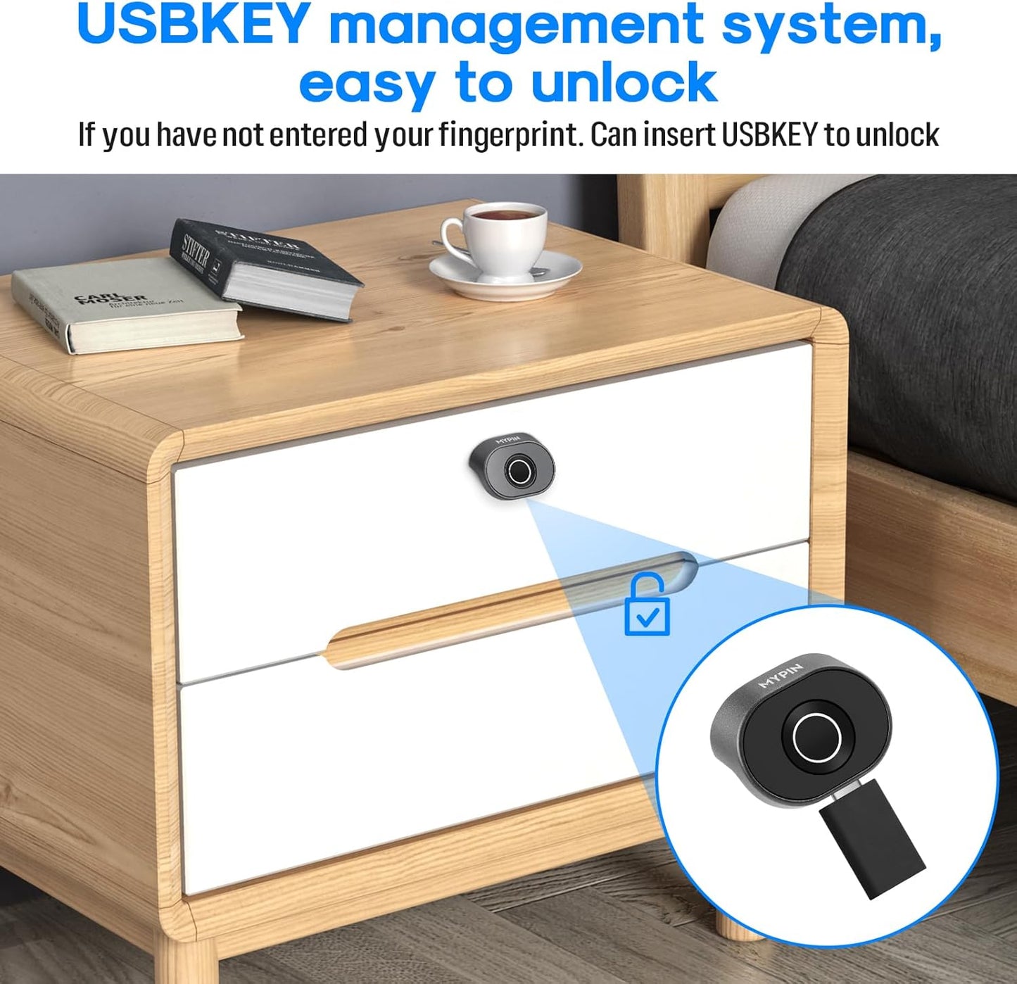 Bluetooth Fingerprint Cabinet Lock - Smart Biometric Keyless Wardrobe Safety Lock for DIY Wooden Furniture - Alloy Steel