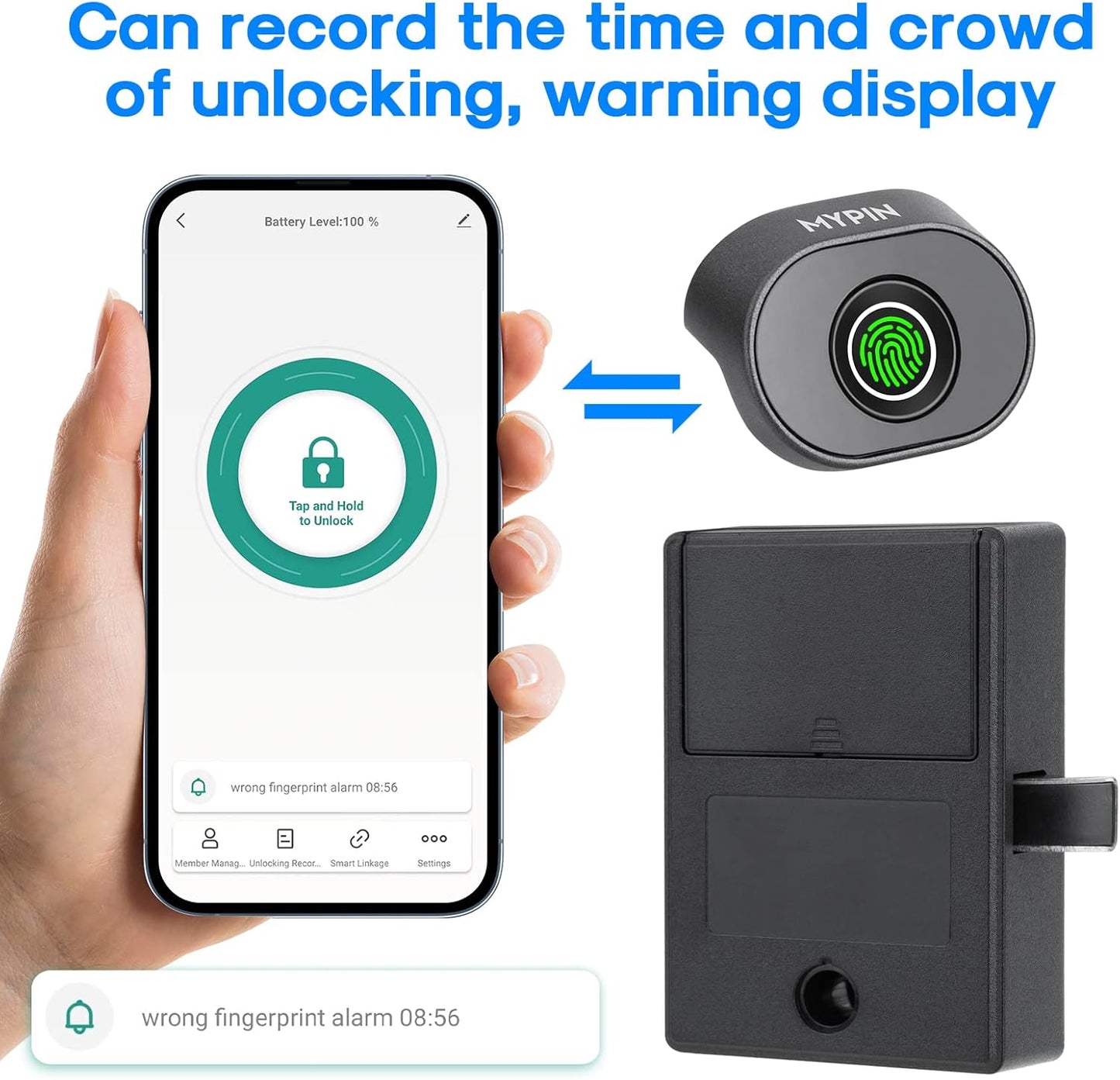 Bluetooth Fingerprint Cabinet Lock - Smart Biometric Keyless Wardrobe Safety Lock for DIY Wooden Furniture - Alloy Steel