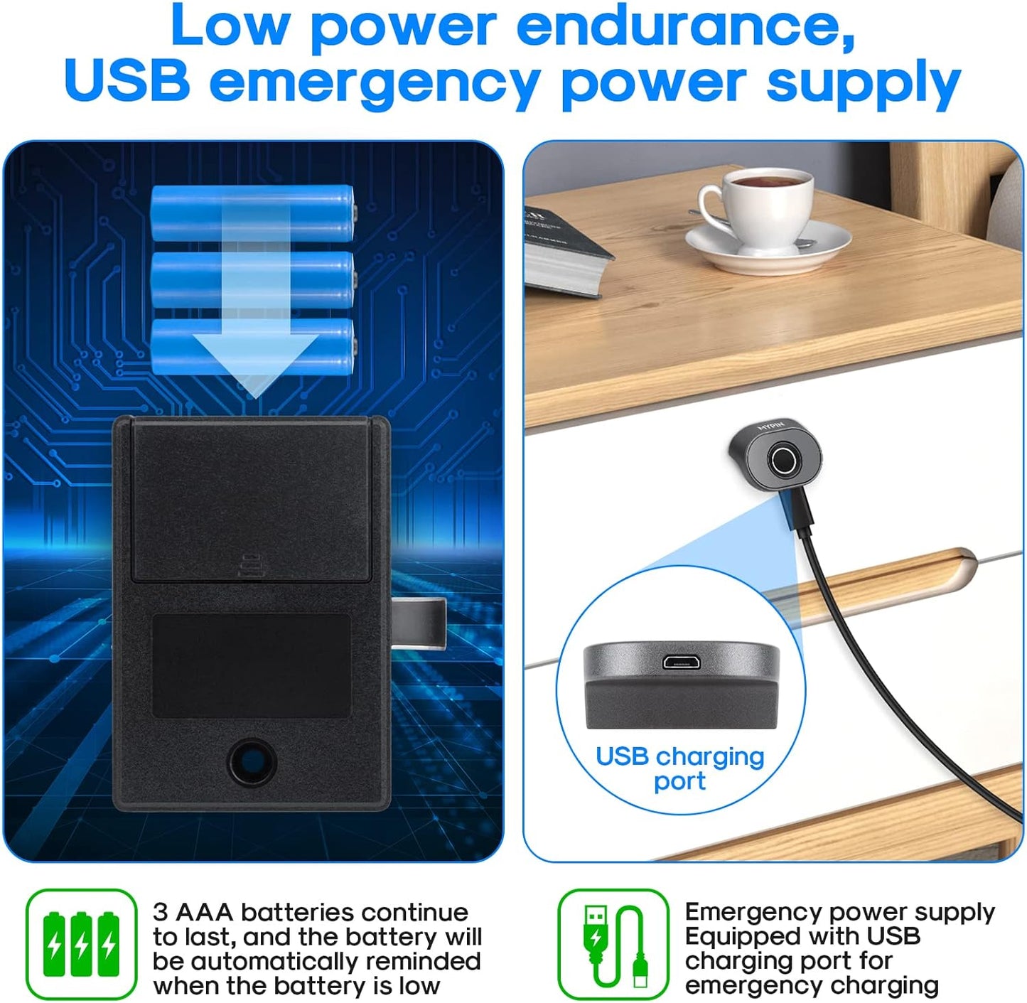 Bluetooth Fingerprint Cabinet Lock - Smart Biometric Keyless Wardrobe Safety Lock for DIY Wooden Furniture - Alloy Steel