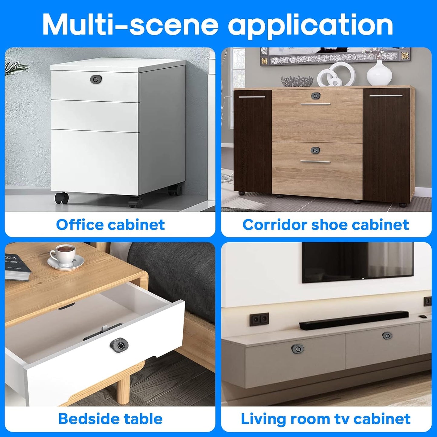 Bluetooth Fingerprint Cabinet Lock - Smart Biometric Keyless Wardrobe Safety Lock for DIY Wooden Furniture - Alloy Steel