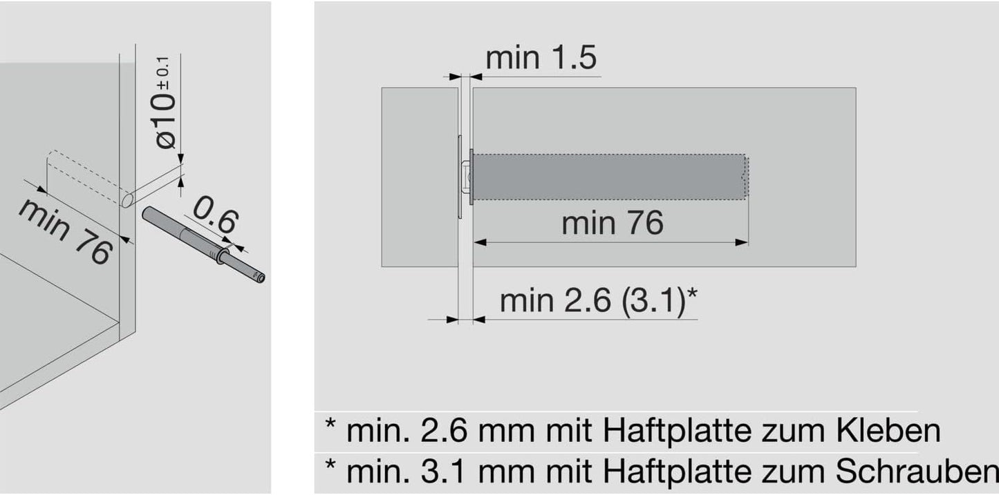 Blum Tip-On 956A1004 Long Version with Magnet Grey for Doors