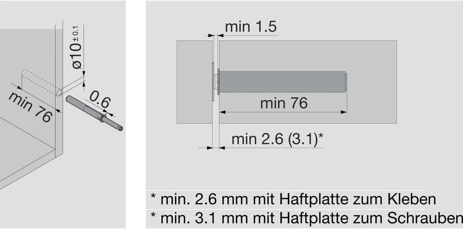 Blum Tip-On 956A1004 Long Version with Magnet Grey for Doors