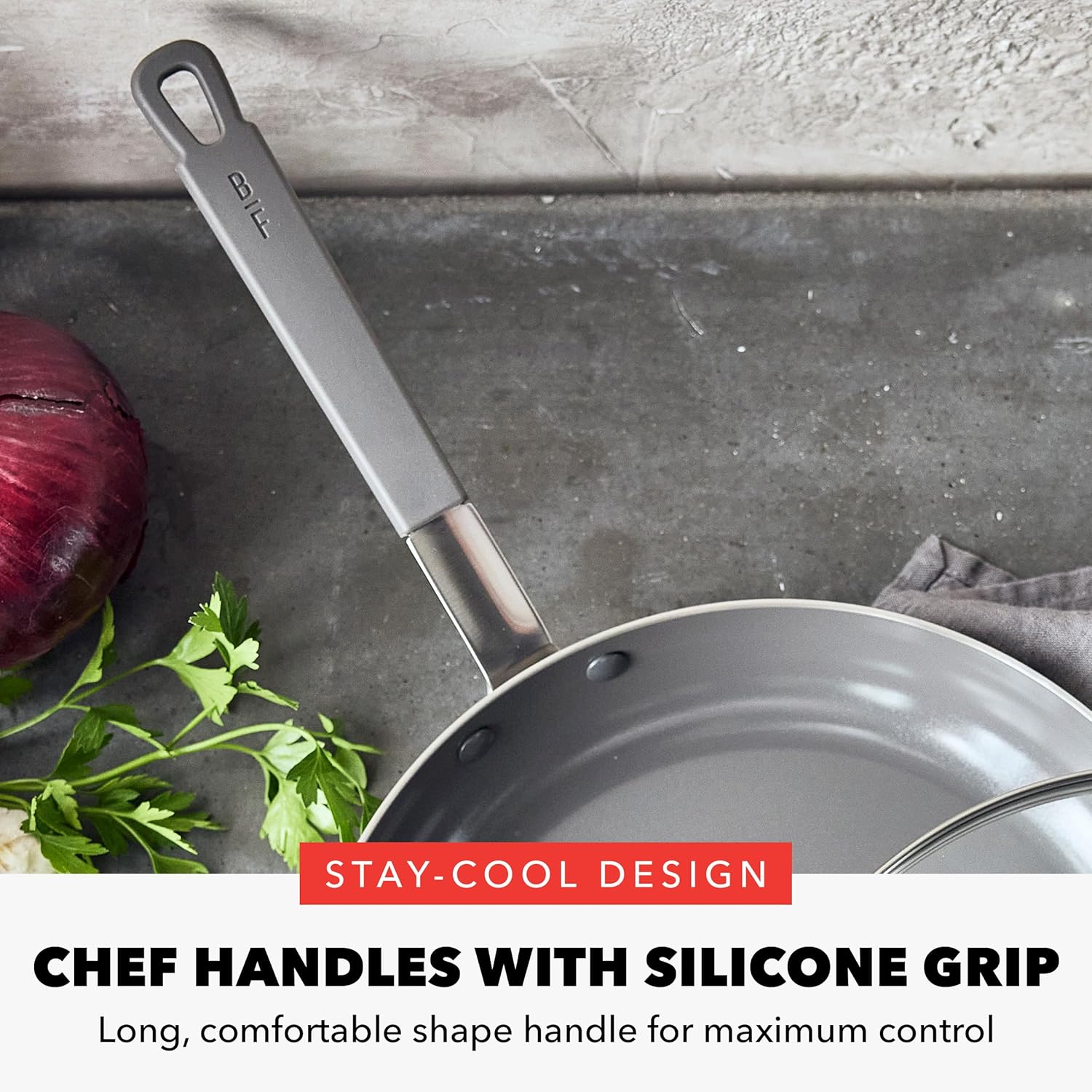 Bobby Flay GreenPan 12” Frying Pan Skillet with Glass Lid - Stainless Steel, Nonstick, Induction Safe