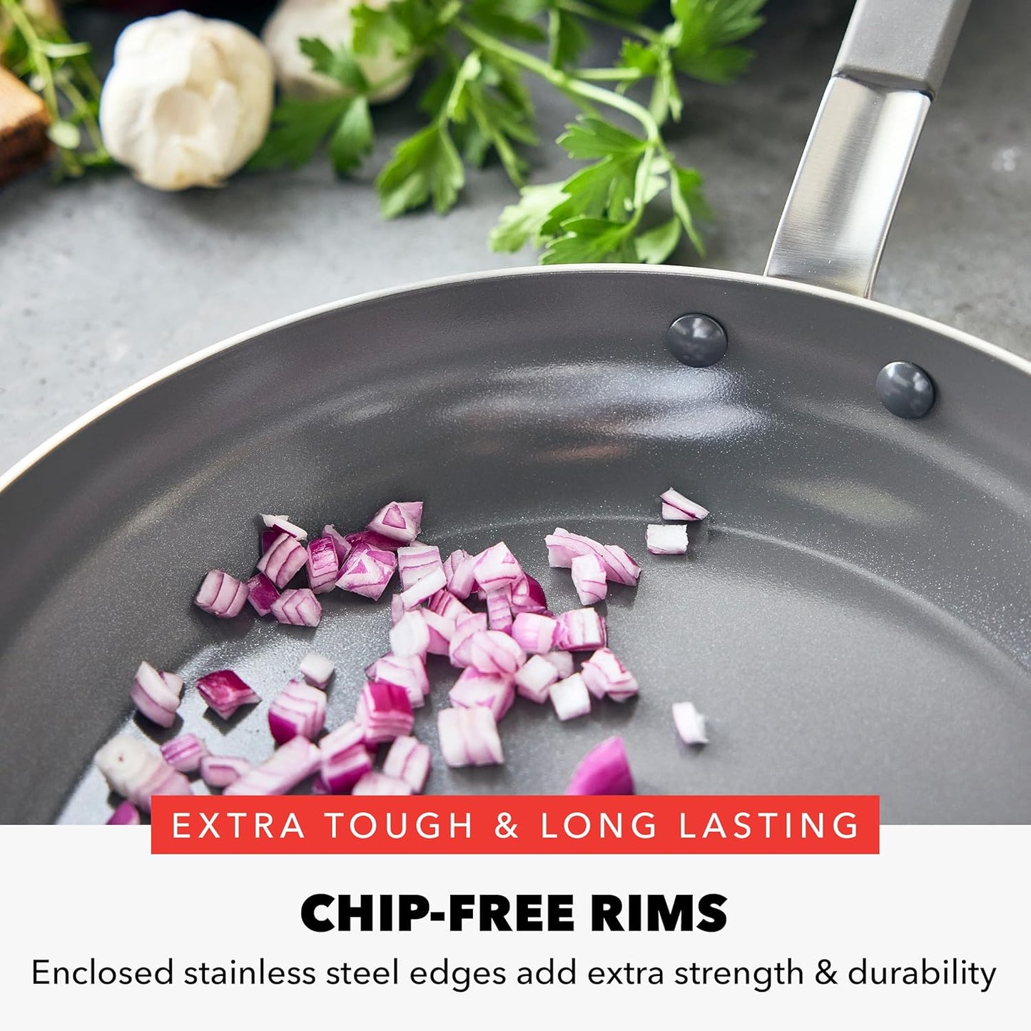 Bobby Flay GreenPan 12” Frying Pan Skillet with Glass Lid - Stainless Steel, Nonstick, Induction Safe