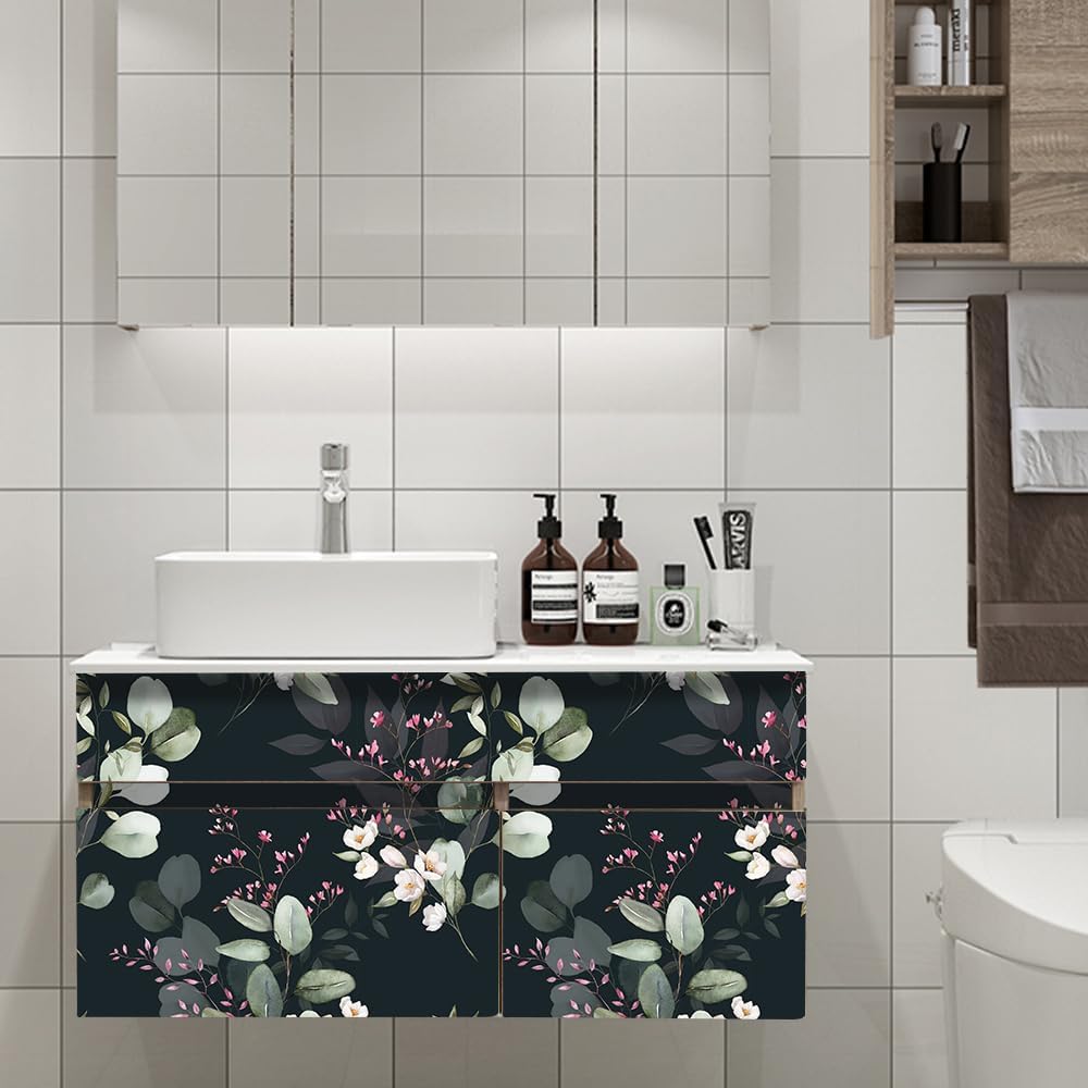 Bohemian Eucalyptus Peel and Stick Wallpaper - Removable Floral Contact Paper for Bedroom and Living Room - Waterproof DIY Decorative Vinyl Adhesive Wallpaper - 17.71" X 236.2