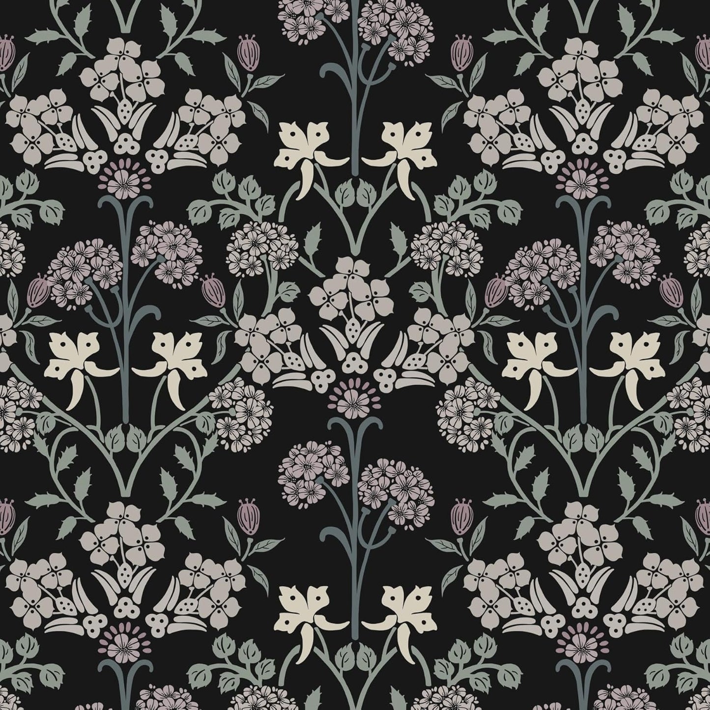 Boho Black and Pink Floral Peel and Stick Wallpaper - Self Adhesive Removable Vinyl Rolls - 16.1''X78.7