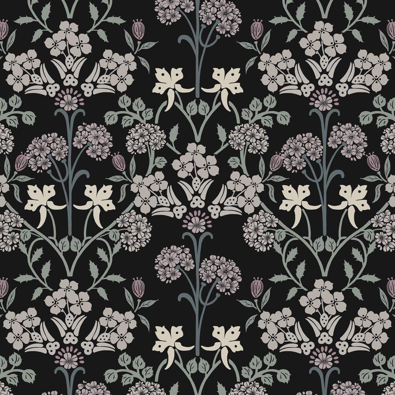 Boho Black and Pink Floral Peel and Stick Wallpaper - Self Adhesive Removable Vinyl Rolls - 16.1''X78.7