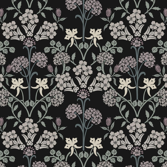 Boho Black and Pink Floral Peel and Stick Wallpaper - Self Adhesive Removable Vinyl Rolls - 16.1''X78.7
