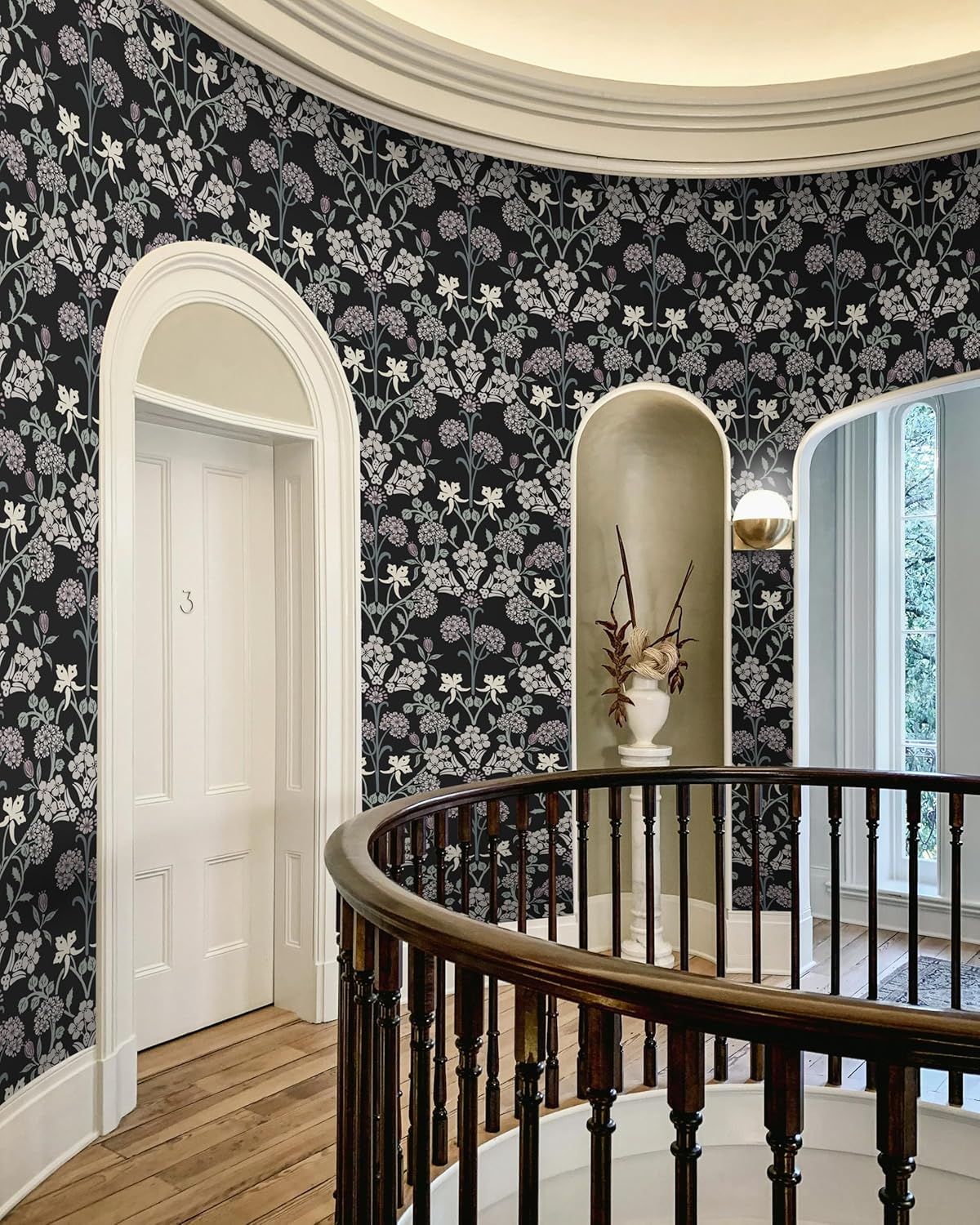 Boho Black and Pink Floral Peel and Stick Wallpaper - Self Adhesive Removable Vinyl Rolls - 16.1''X78.7