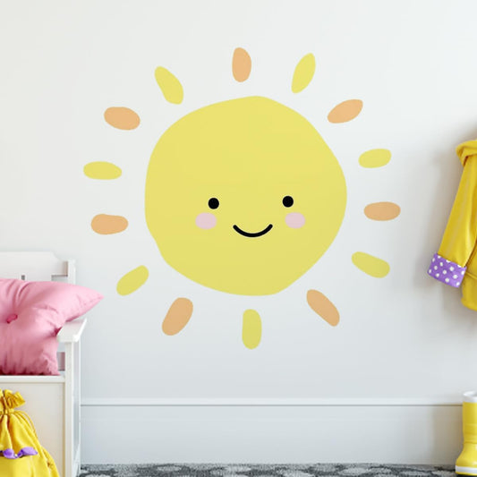 Boho Sun Wall Decals - Denylo Pro 22.1 x 21.33 Inch Watercolor Sun Murals Vinyl Stickers for Classroom, Living Room, Bedroom - Removable Peel and Stick Modern Decor