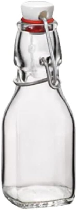 Bormioli Rocco Swing Top Square Glass Bottle - 0.125 Liter (4.25 Ounce) Capacity