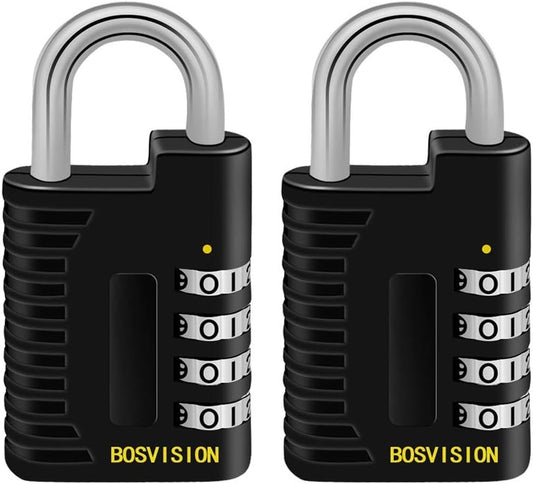 Bosvision 2 Pack Combo Lock with 6.4mm Shackle for School Gym Locker, Sports Locker, Fence, Toolbox, Gate, Case, Hasp Storage