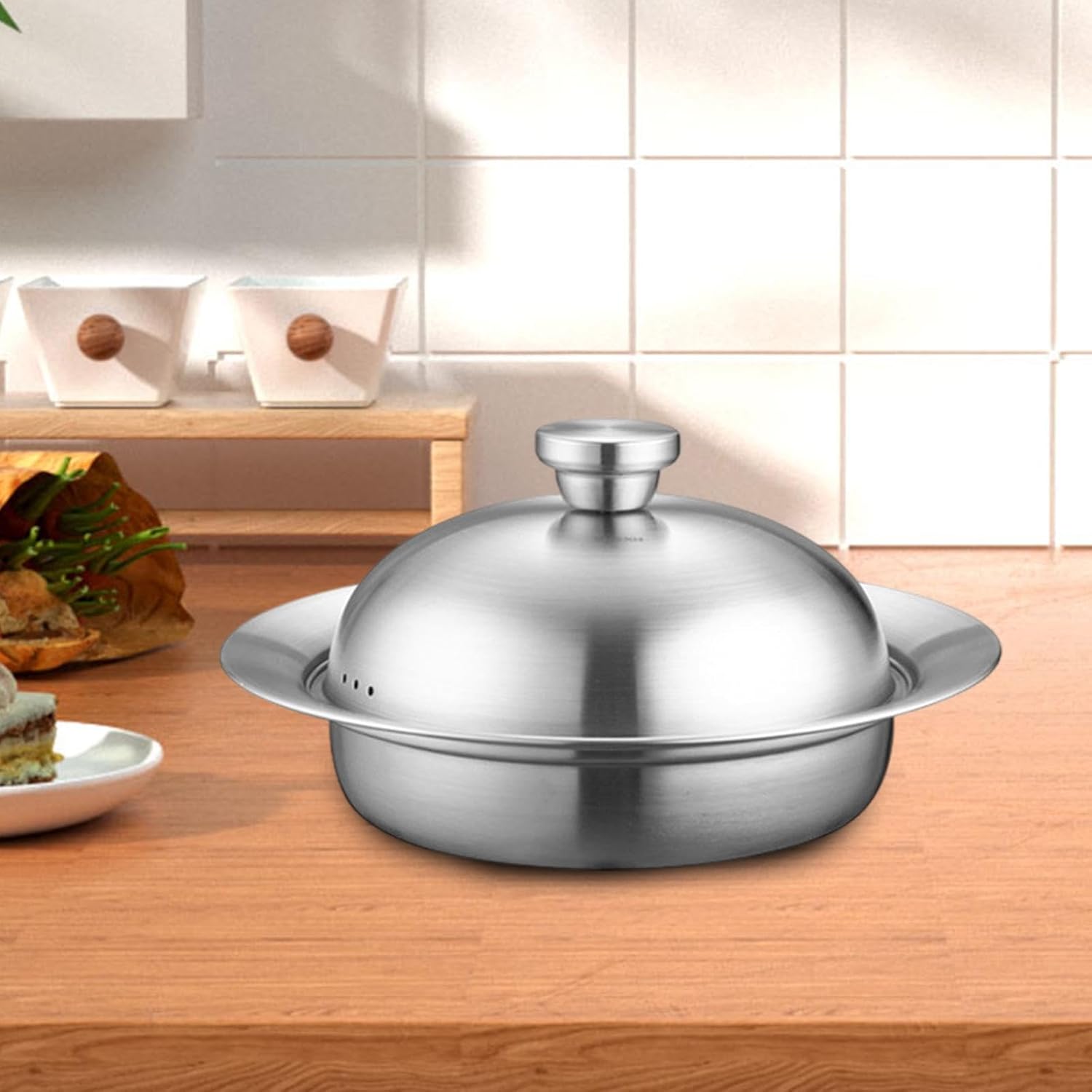 Bothyi Professional Steaming Plate Stockpot with Wide Edge for Fish, Potatoes, Eggs, Seafood - 17cmx21cmx27cm